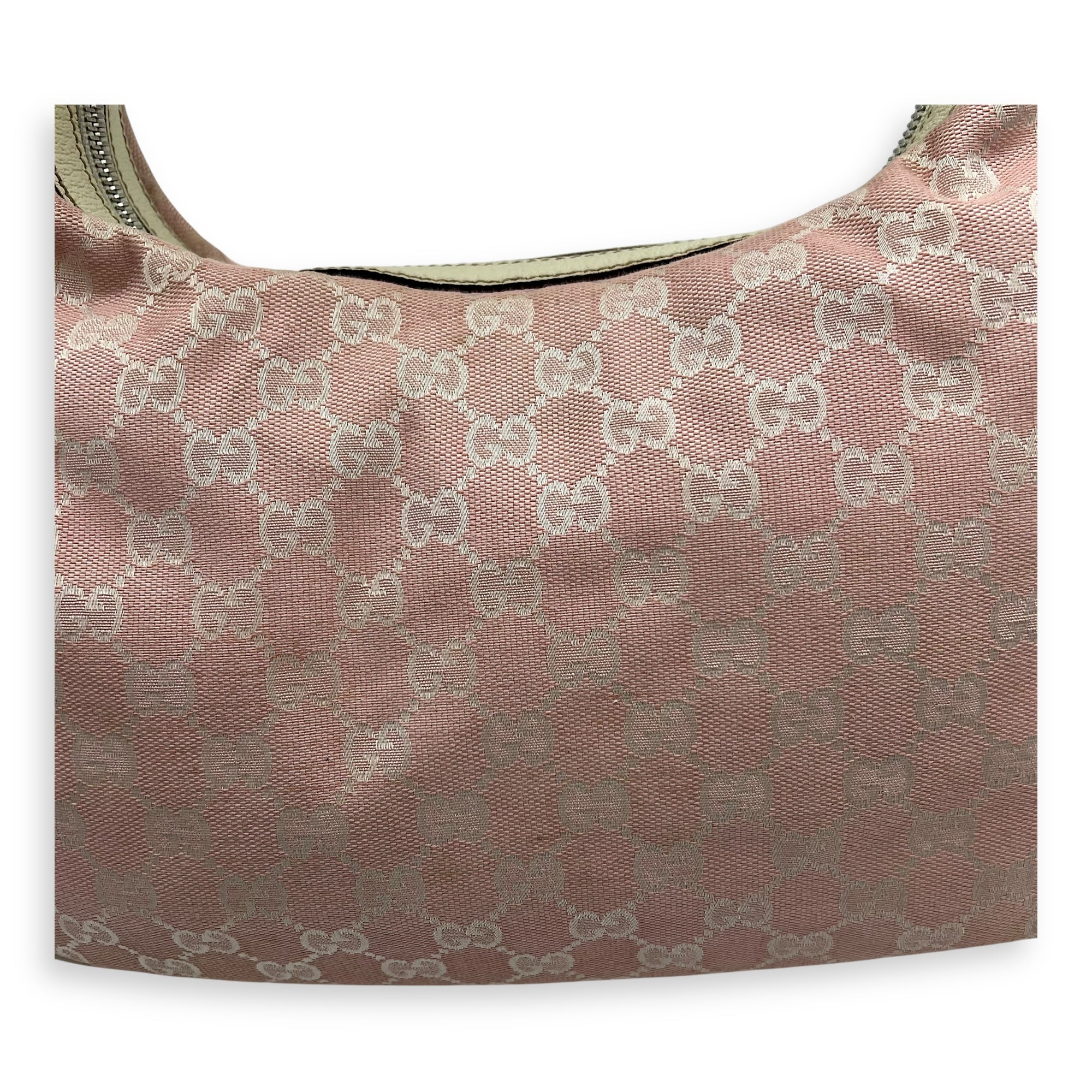 GG Shoulder Bag Pink in Canvas, Silver hardware