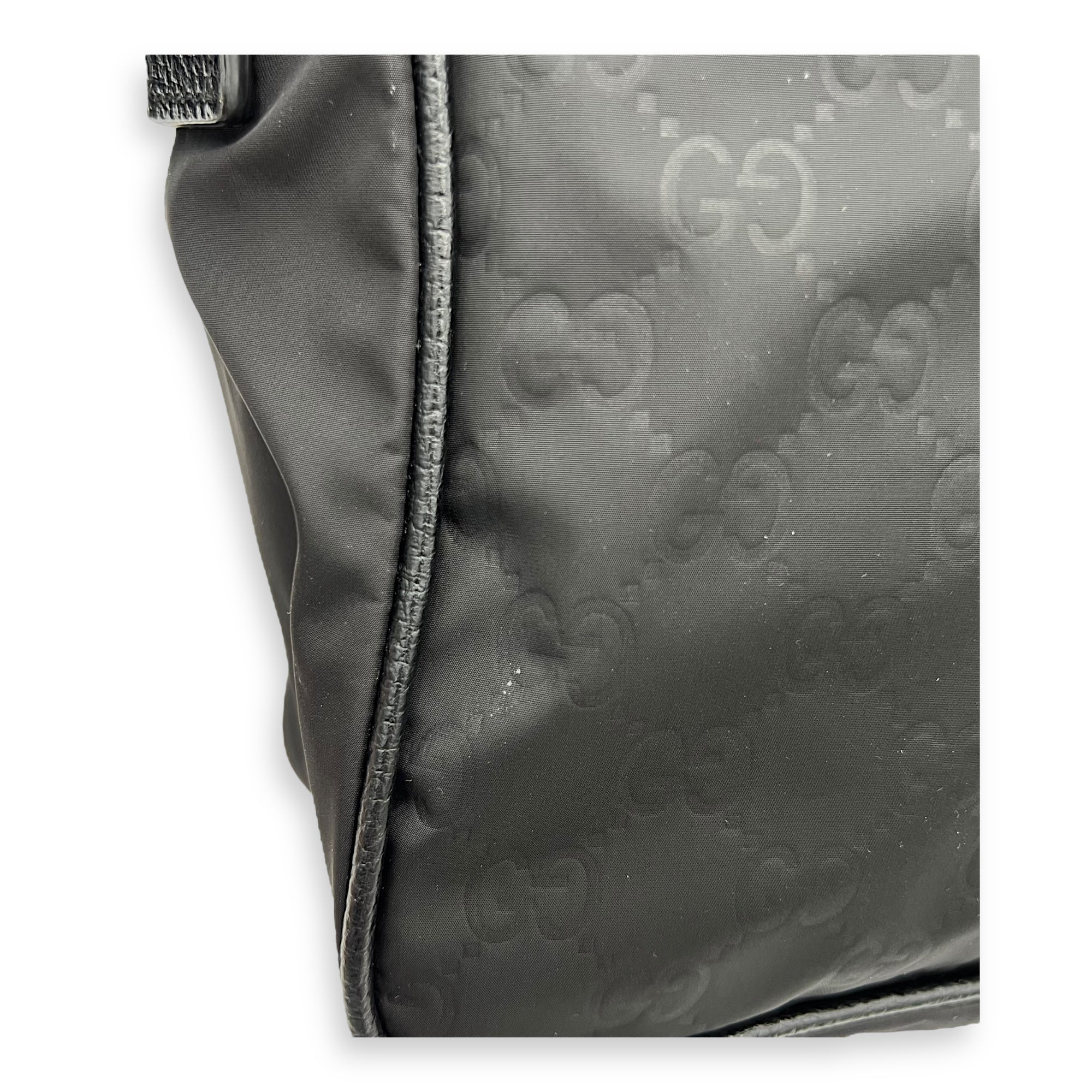 GG Crossbody Bag Black in Nylon, Silver hardware