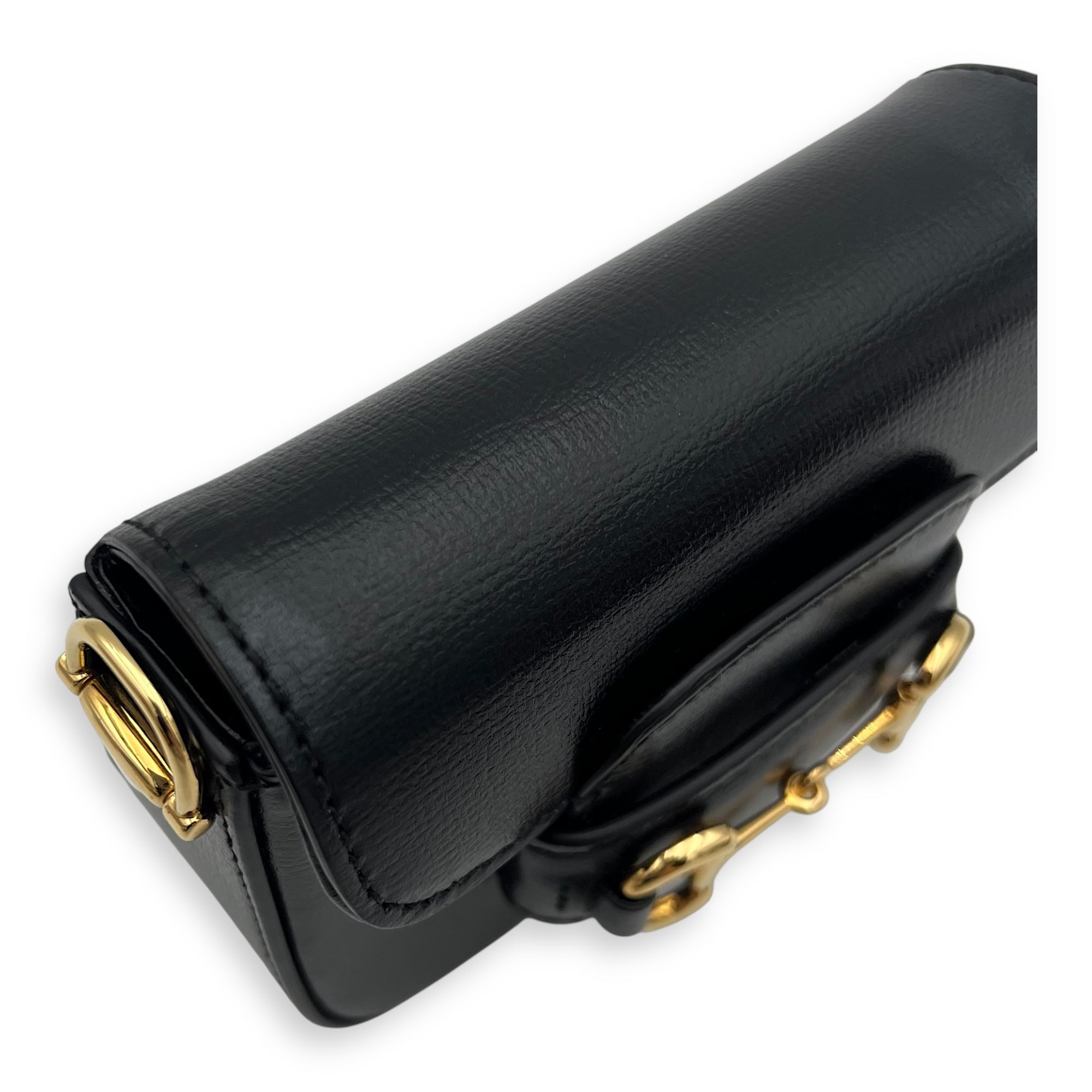 Horsebit 1955 Wallet On Chain Black in Calfskin, Gold hardware