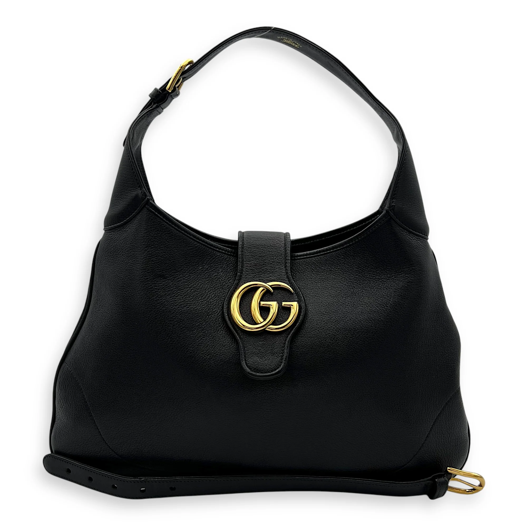 Aphrodite Shoulder Bag Medium Black in Calfskin, Gold hardware