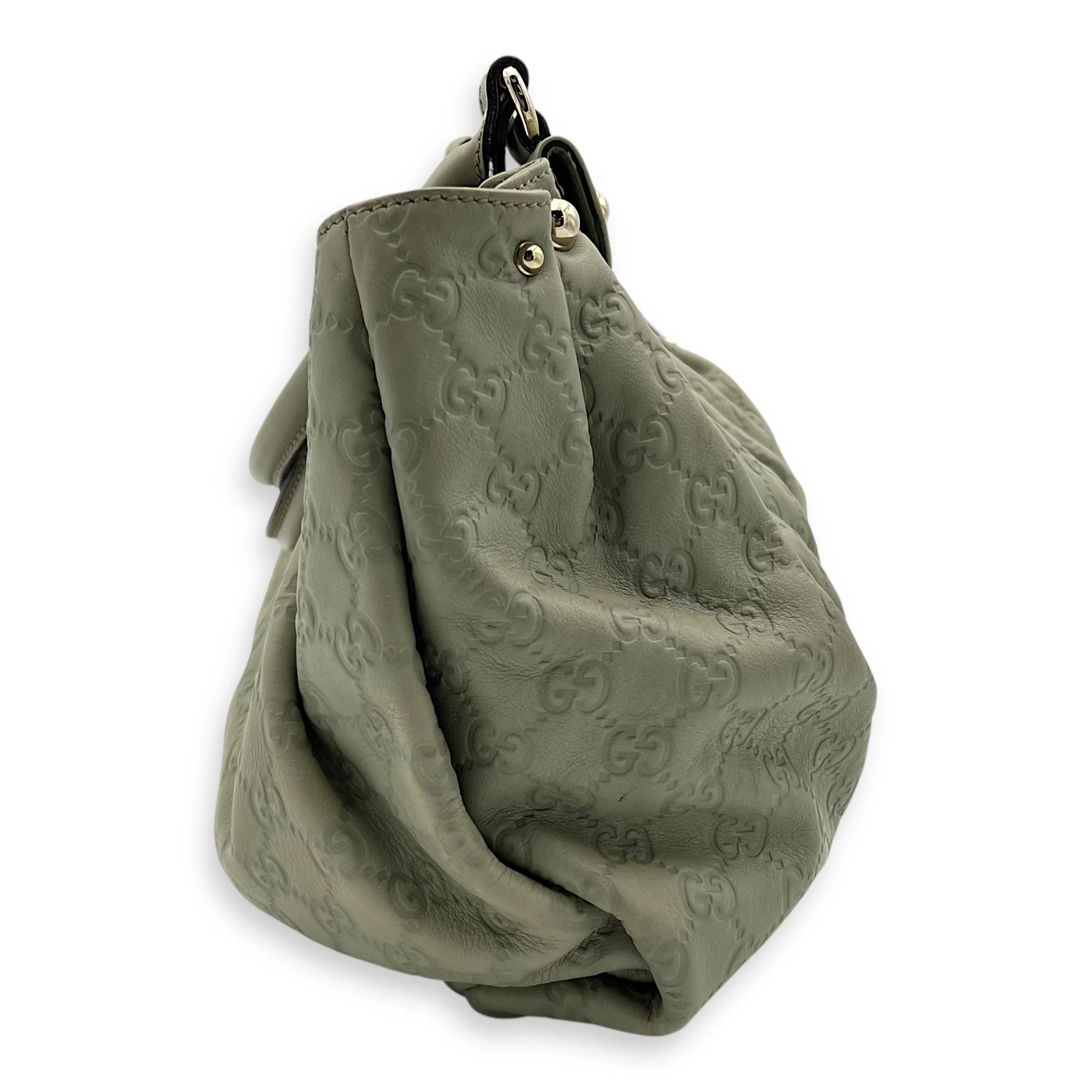 Guccissima Shoulder Bag Green in Calfskin, Gold hardware