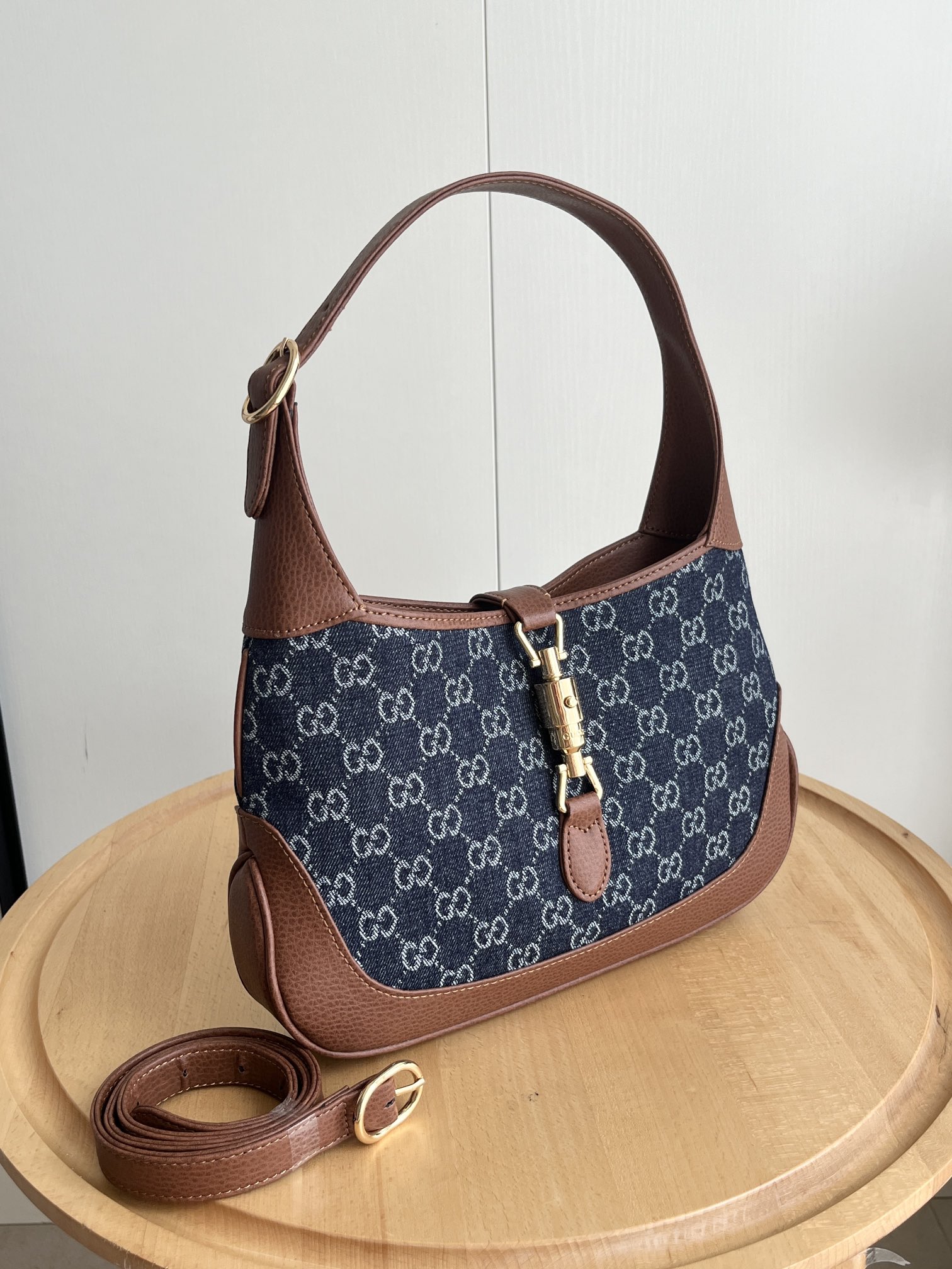 Gucci Jackie 1961 Small Shoulder Bag GG Denim Blue/Ivory - Bag