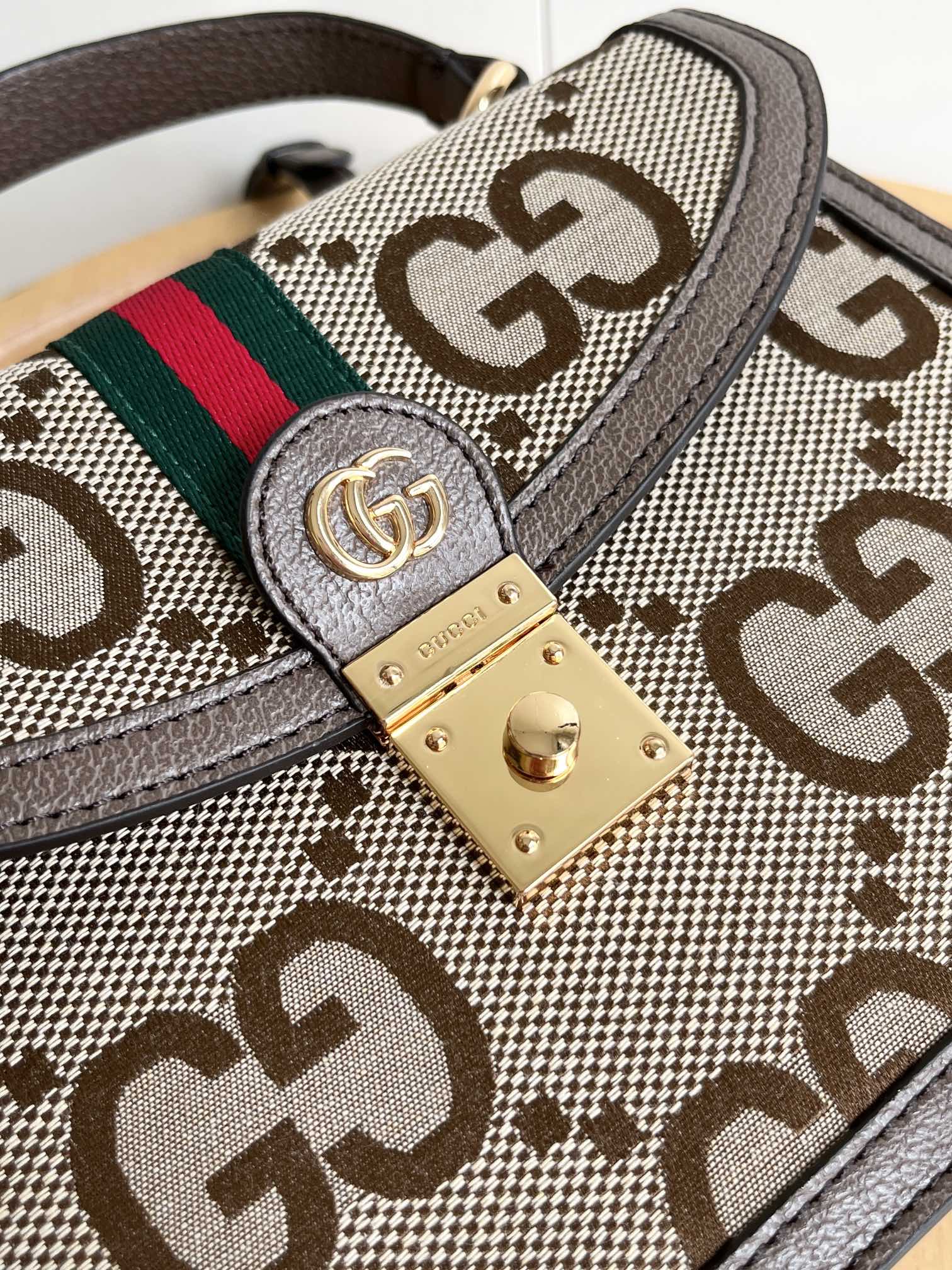 Gucci Jumbo GG Canvas Small Ophidia Top Handle - Bag