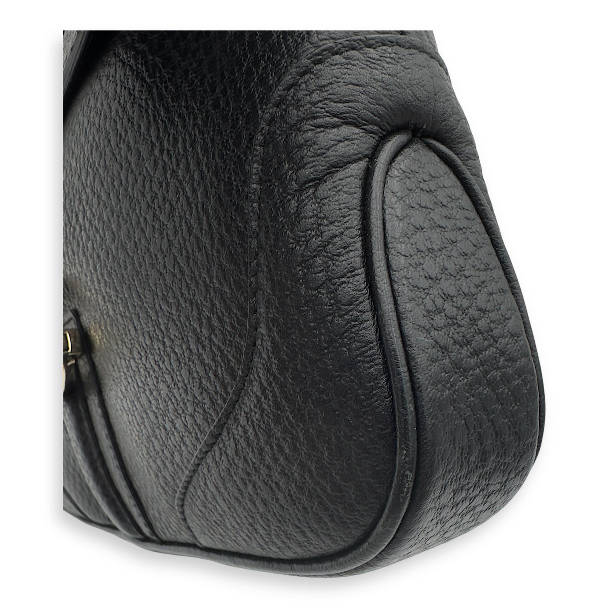 Logo Shoulder Bag Black in Calfskin, Gold hardware