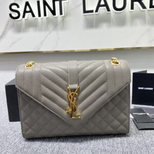 YSL Envelope Medium Bag In Mix Matelasse Grain De Poudre Embossed Leather