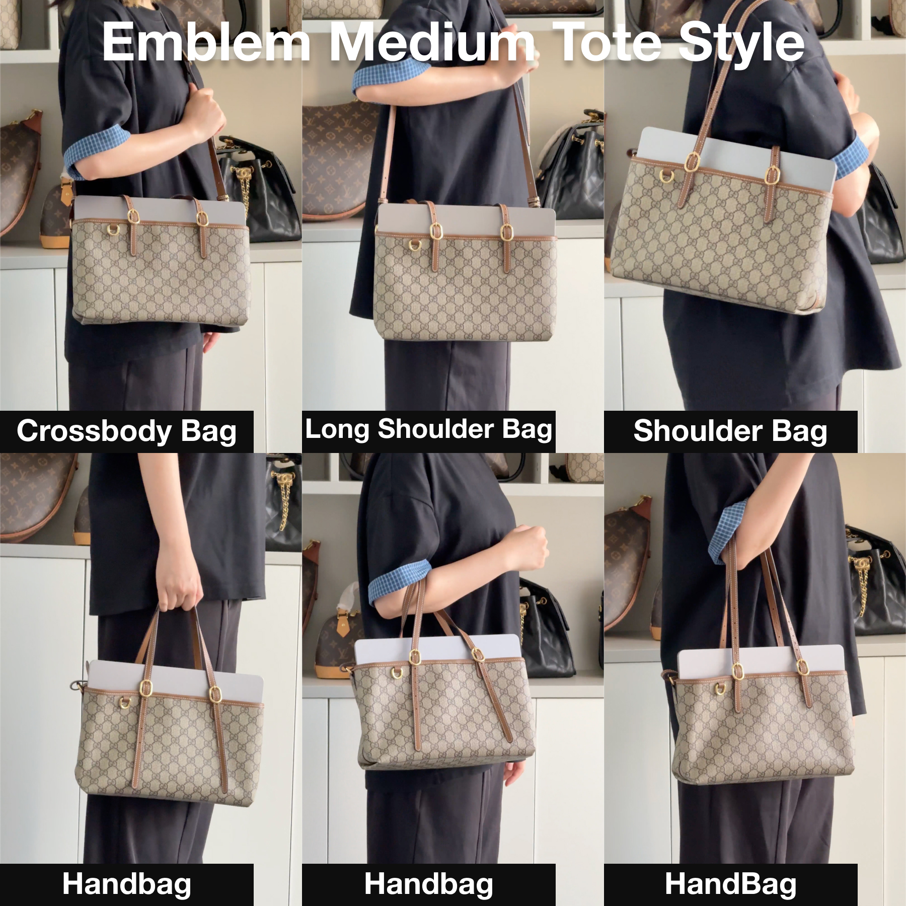 [TOP] Gucci GG Emblem Medium brown tote bag