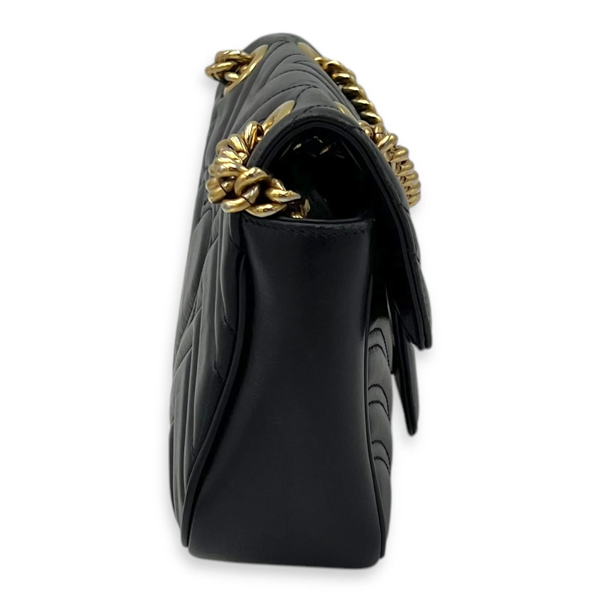 GG Marmont Crossbody Bag Mini Black in Calfskin, Gold hardware