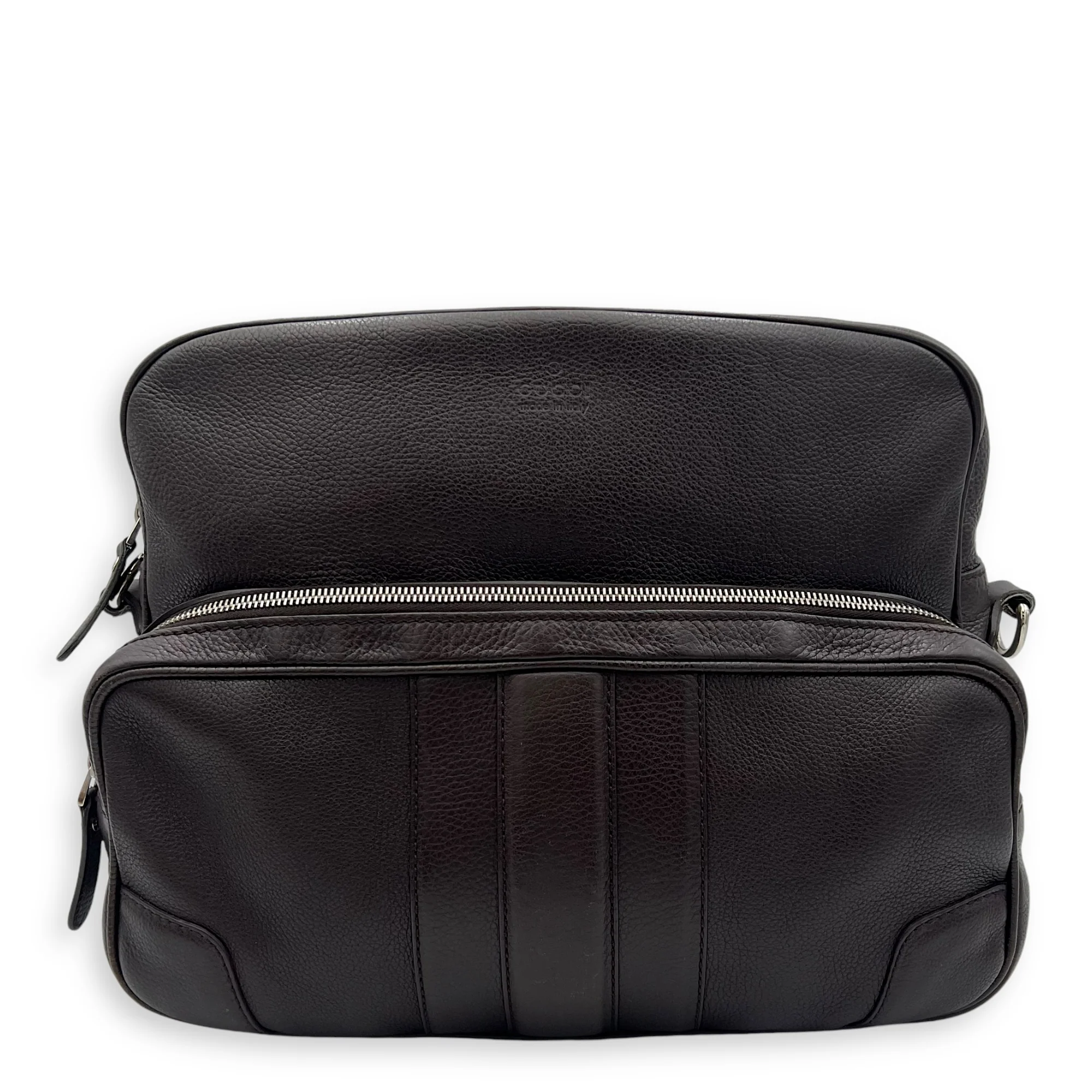 Classic Brown Messenger in Calfskin, Silver hardware
