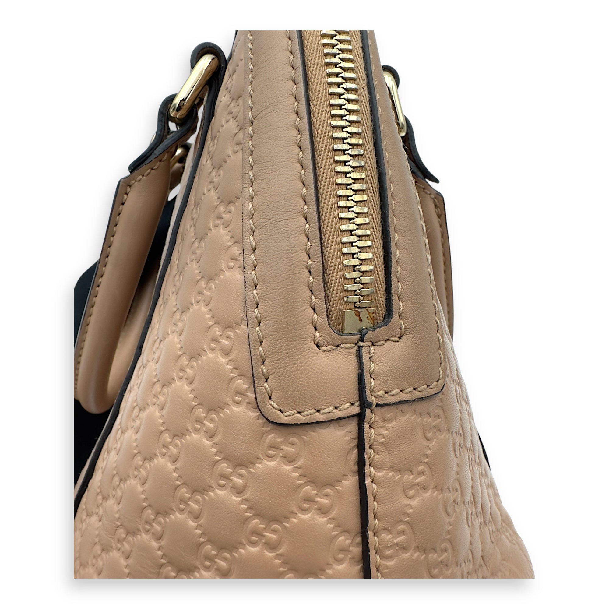 Dome Top Handle Bag Beige in Calfskin, Gold hardware