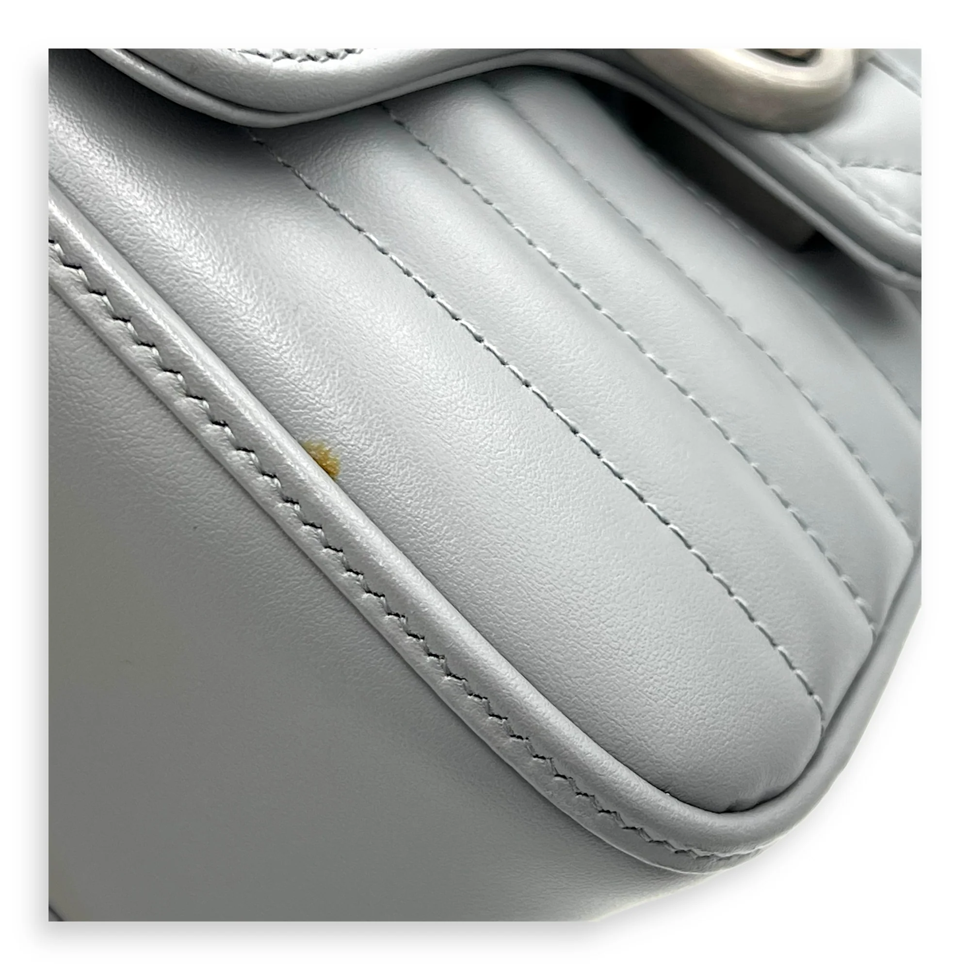 Marmont Top Handle Bag Blue in Calfskin, Gunmetal hardware