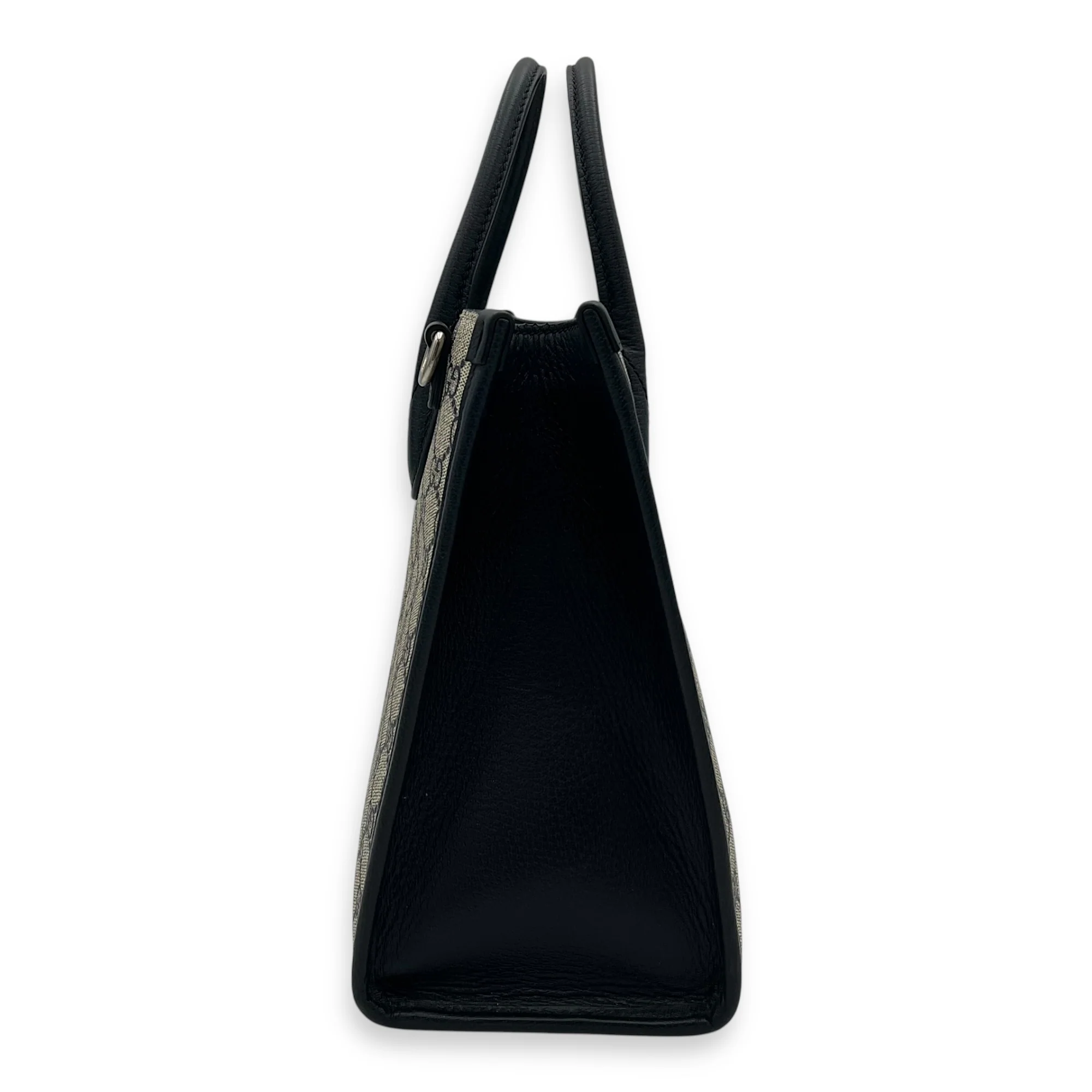 GG Supreme Top Handle Bag Blue in Coated Canvas, Ruthenium hardware