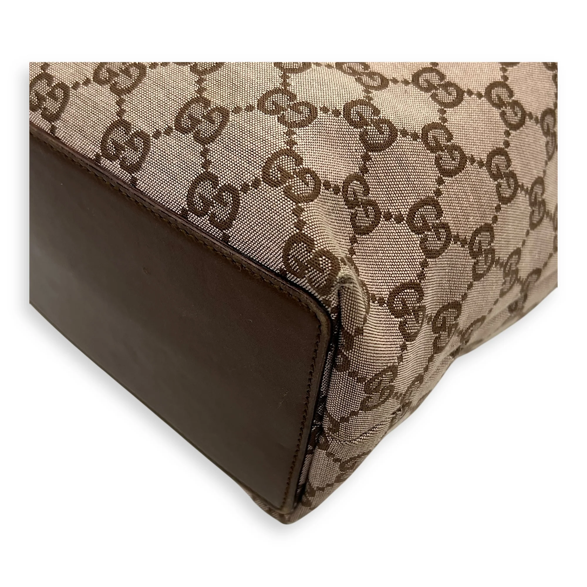 GG Tote Bag Brown in Canvas, Gold hardware