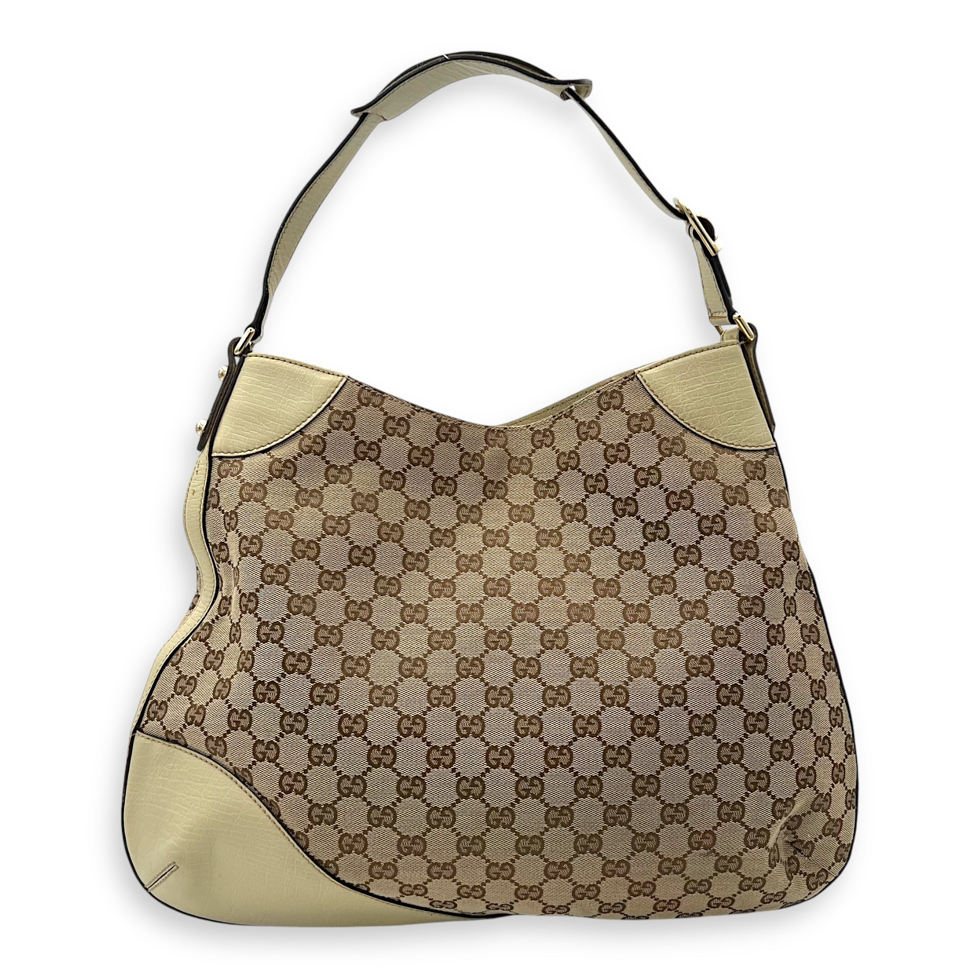 GG Shoulder Bag Brown in Canvas, Gold hardware