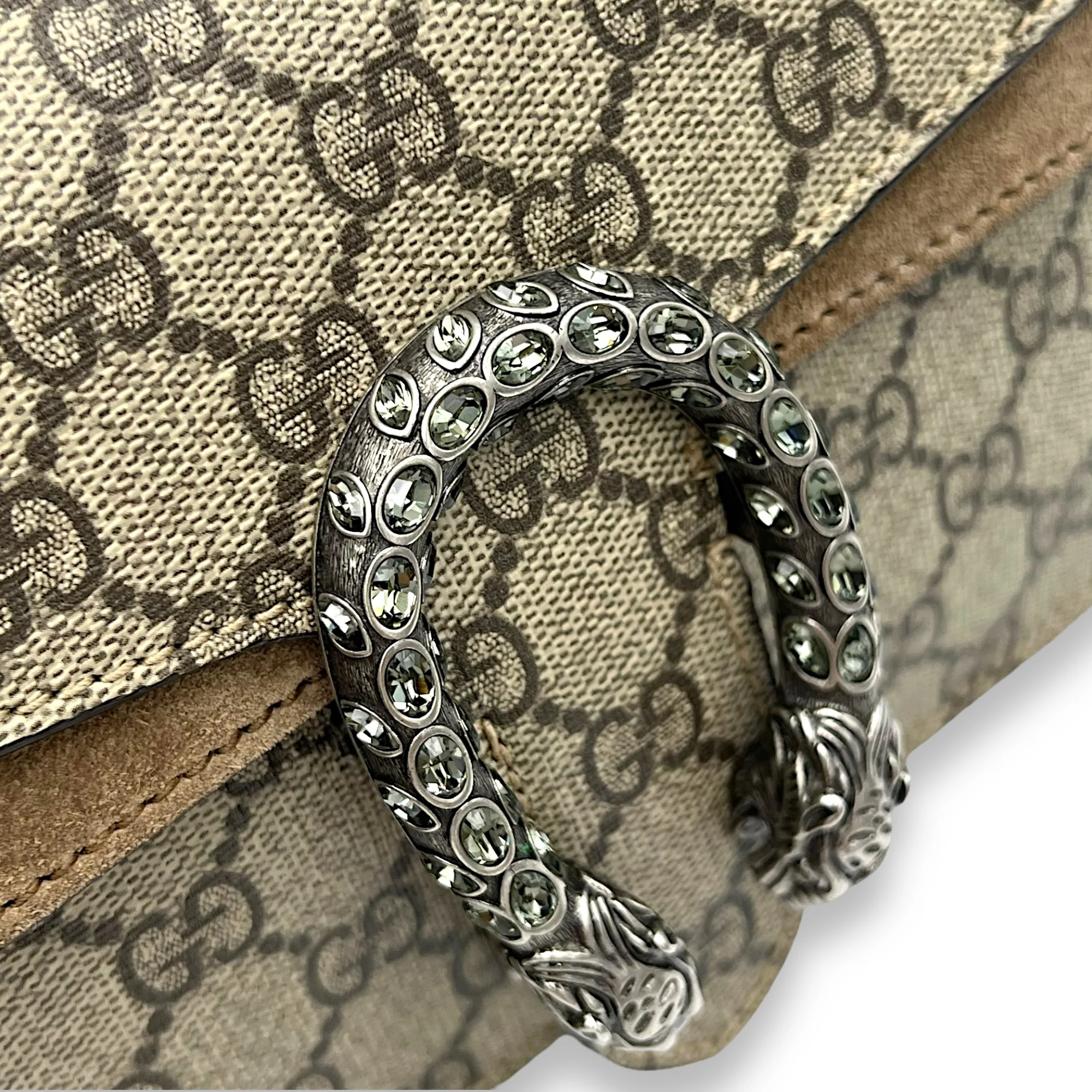 Dionysus Shoulder Bag Medium Brown in Coated Canvas, Silver hardware