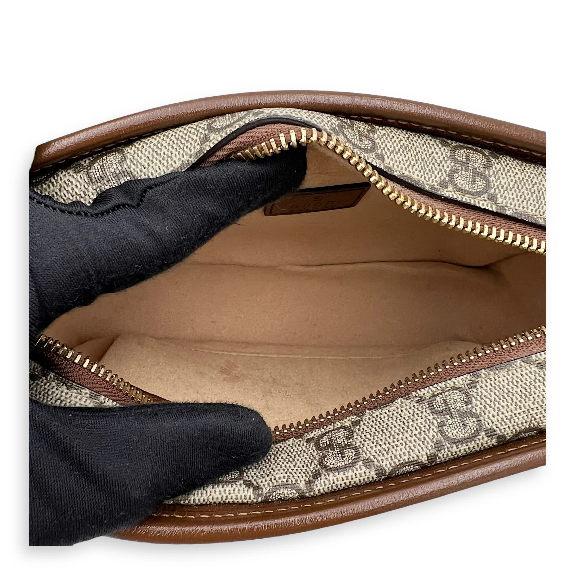GG Supreme Interlocking Brown Messenger in Coated Canvas, Gold hardware