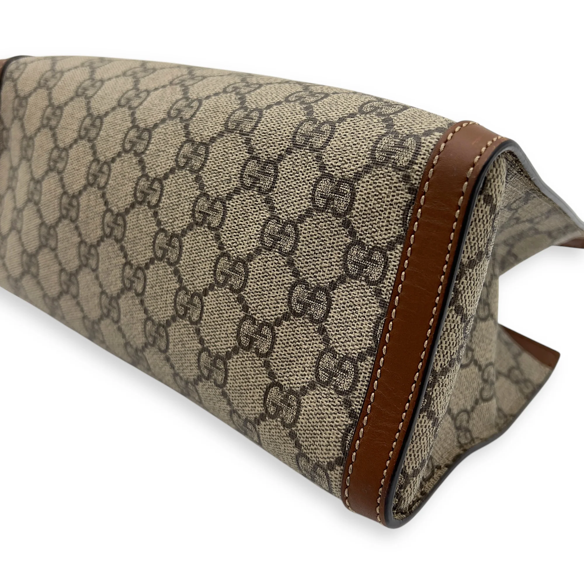 Padlock Shoulder Bag Brown in Monogram Coated Canvas, Gold hardware