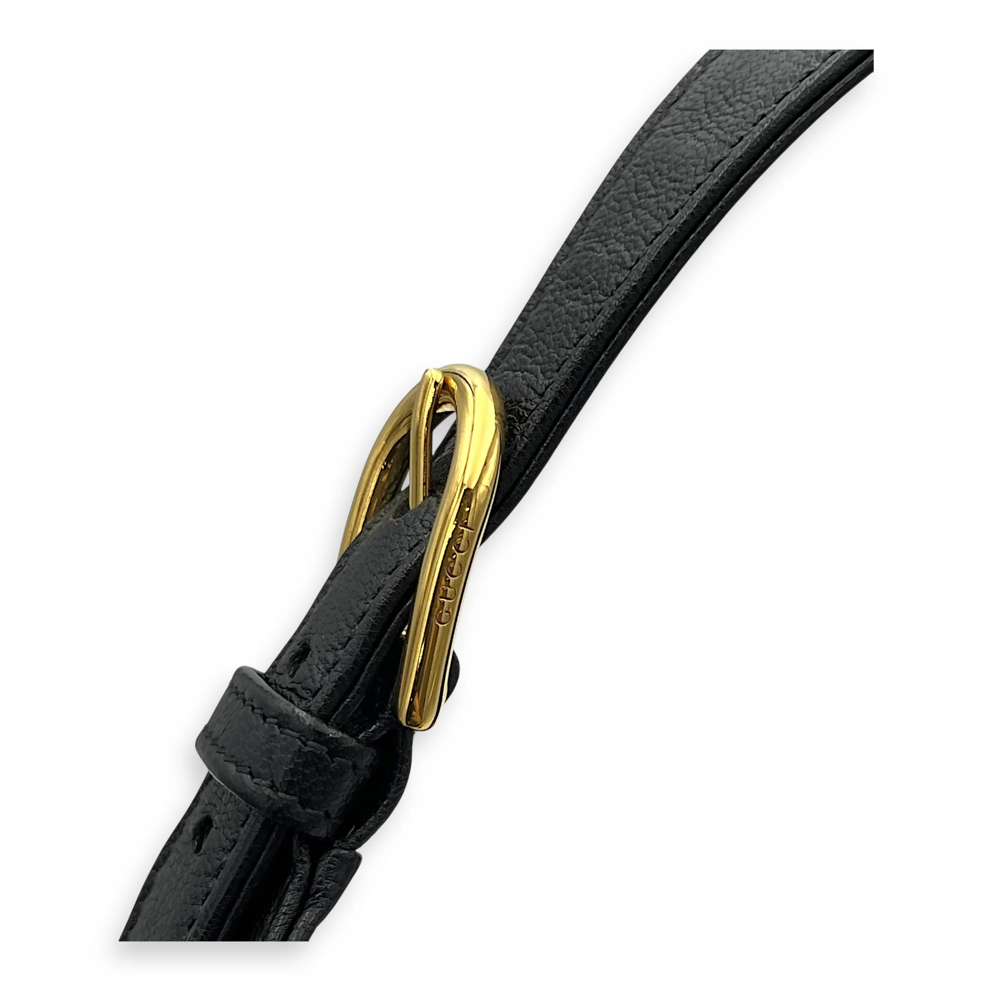 Aphrodite Shoulder Bag Medium Black in Calfskin, Gold hardware