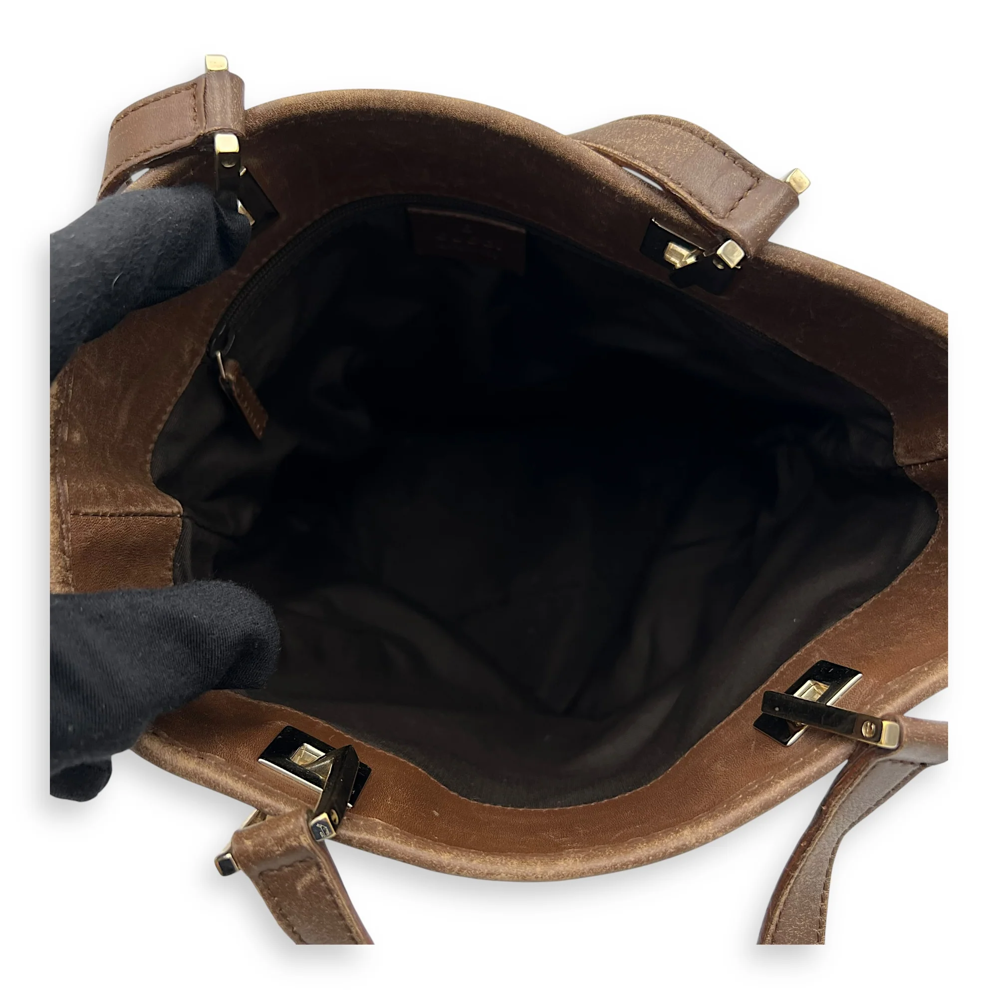 GG Tote Bag Brown in Canvas, Gold hardware