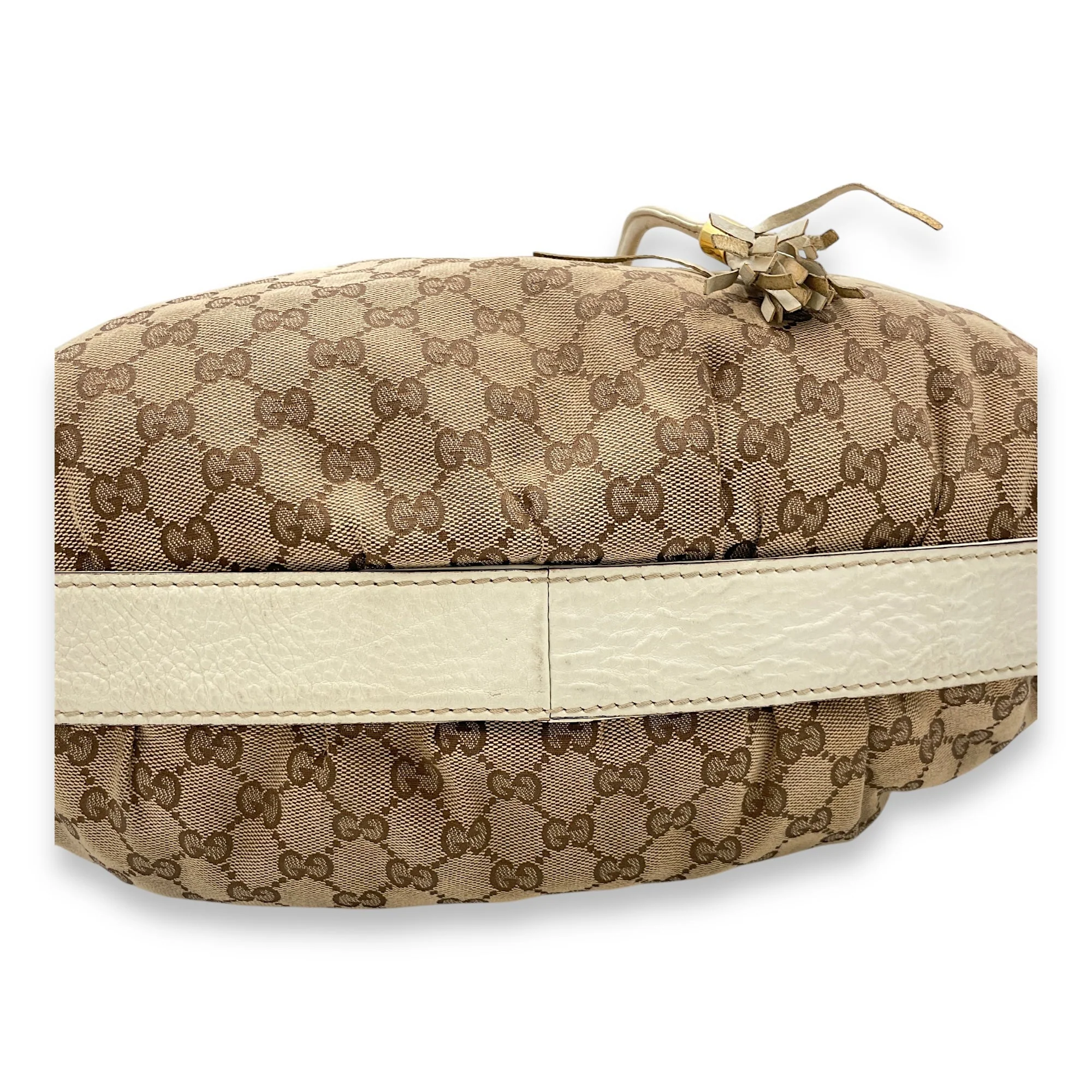 Drawstring Tote bag in Canvas, Gold Hardware