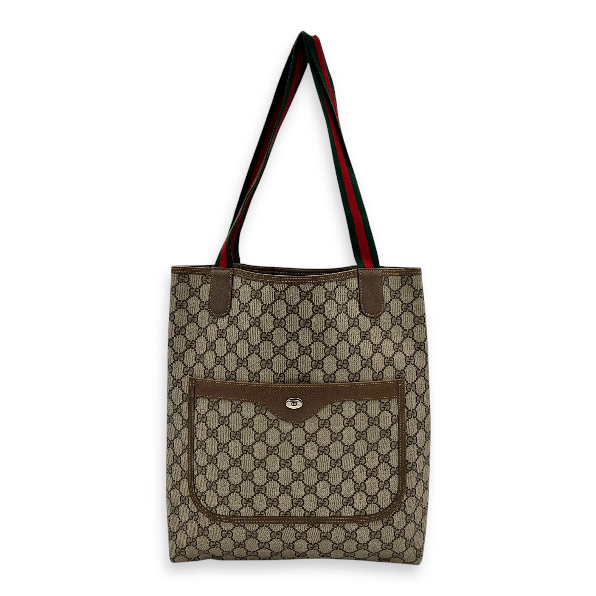 Vintage GG Supreme Sherry Brown Tote Bag in Monogram Coated Canvas, Gold hardware