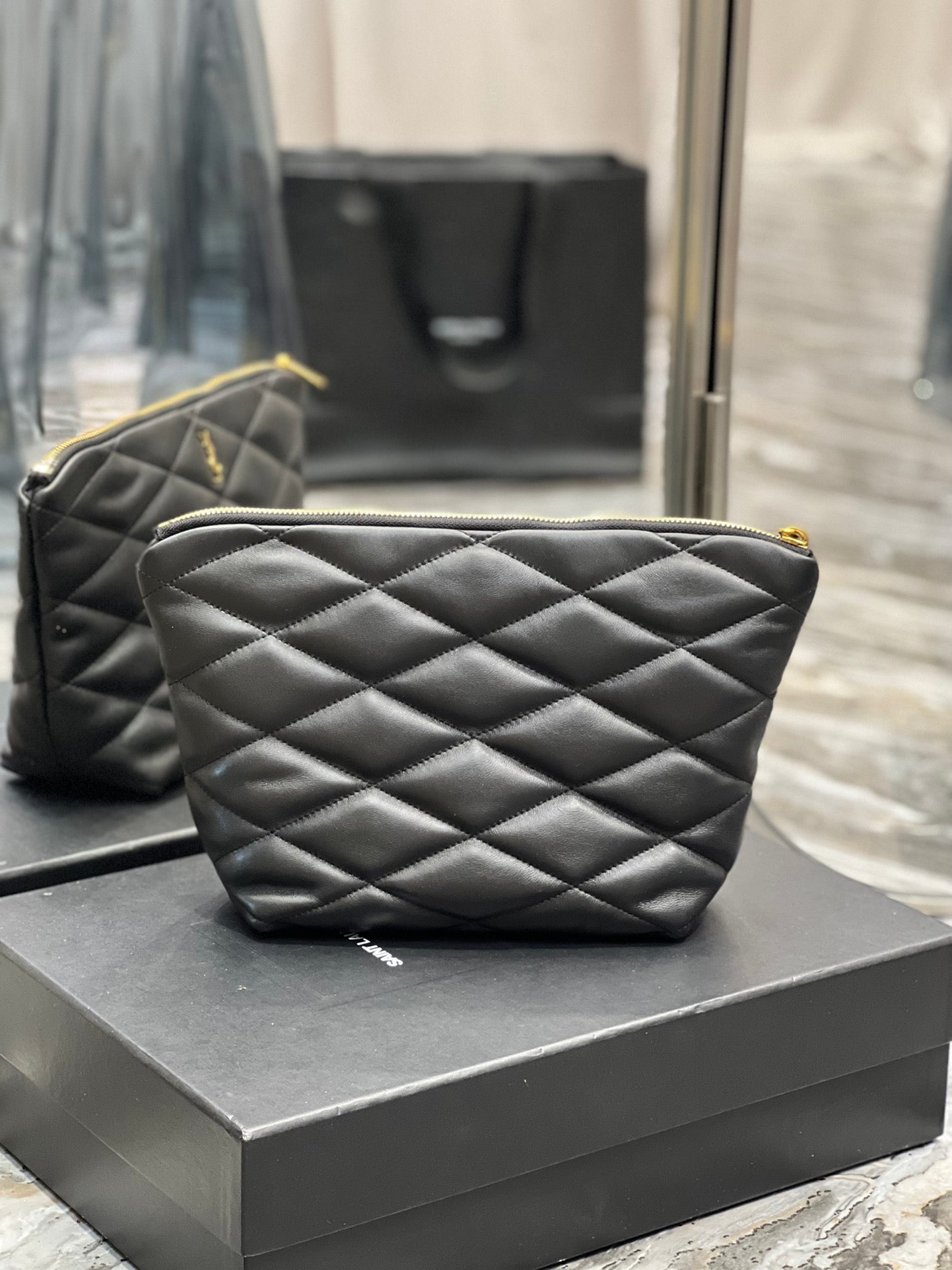 YSL Sade Quilted Leather Pouch