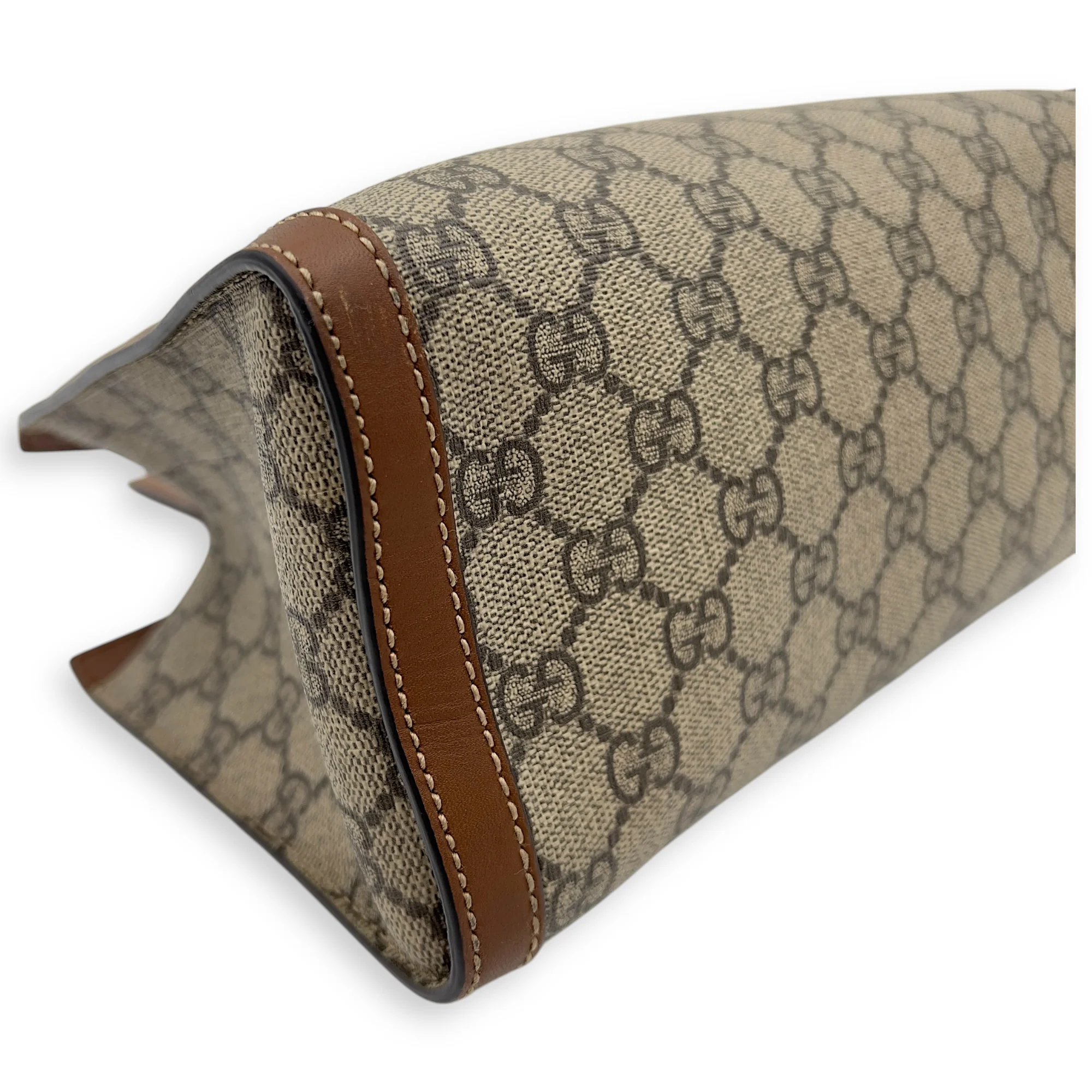 Padlock Shoulder Bag Brown in Monogram Coated Canvas, Gold hardware