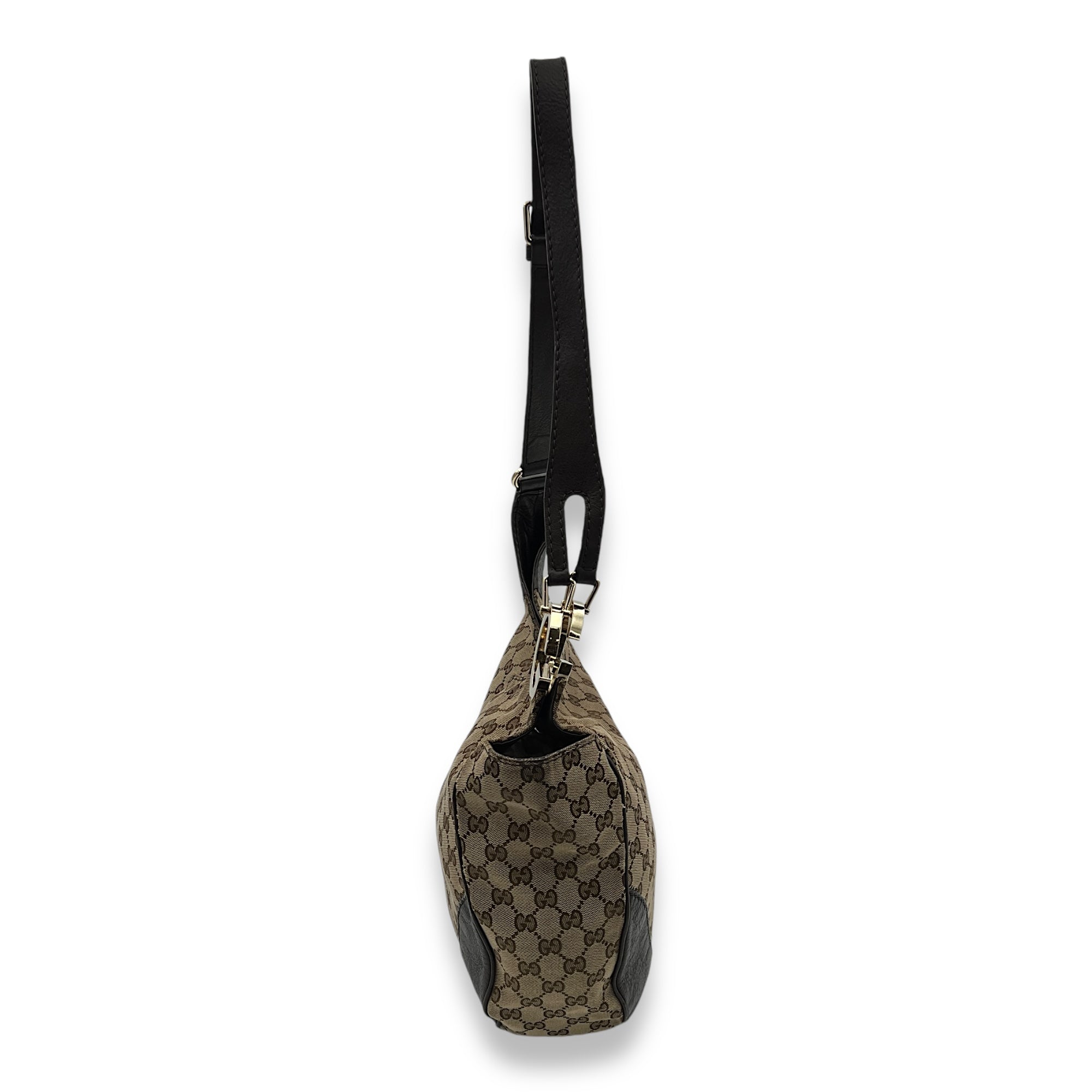 Shoulder Bag Brown in Jacquard, Light Gold hardware