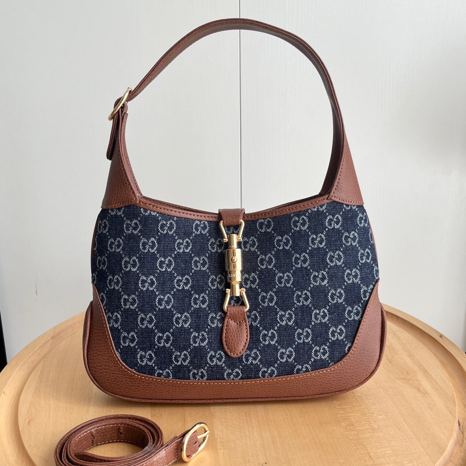 Gucci Jackie 1961 Small Shoulder Bag GG Denim Blue/Ivory - Bag