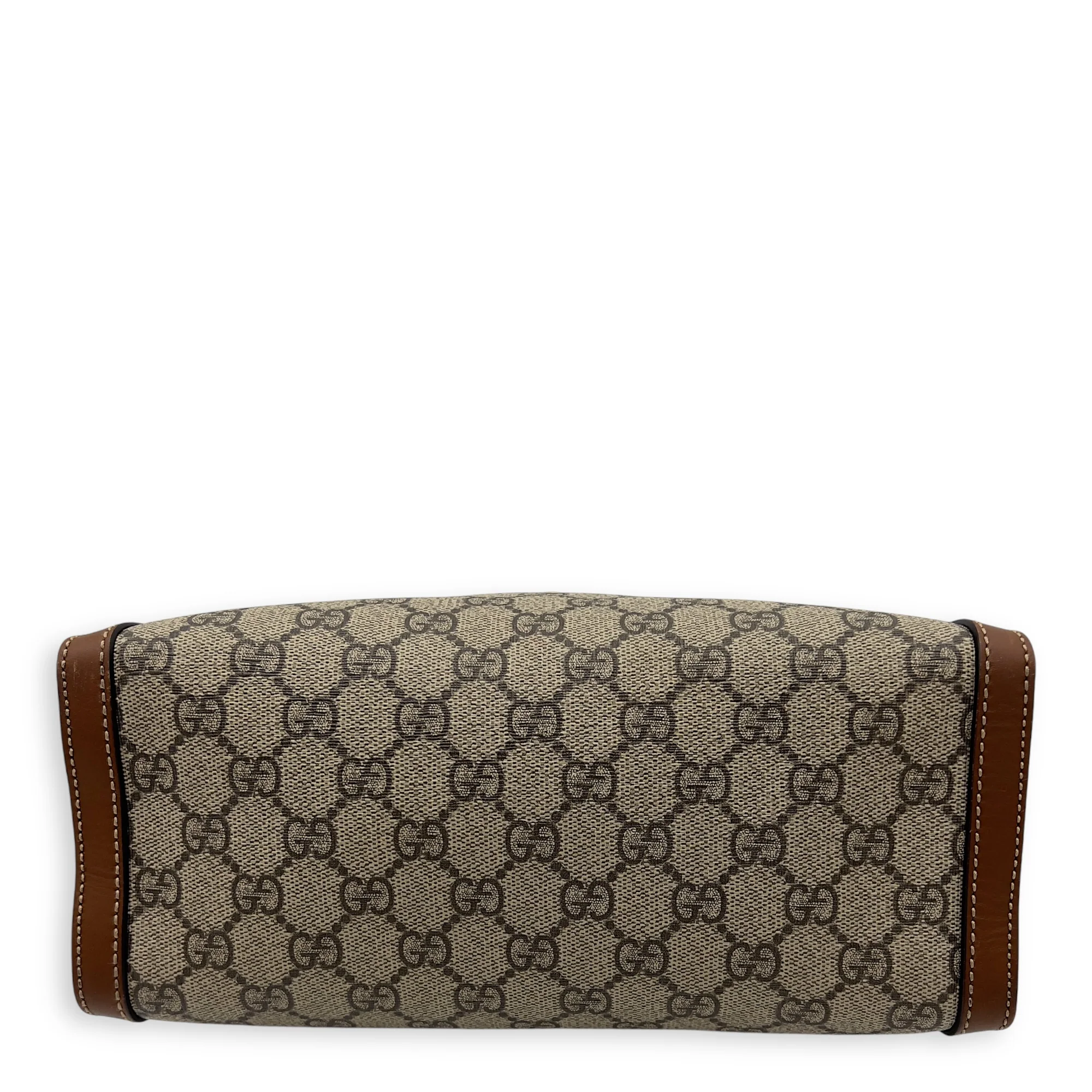 Padlock Shoulder Bag Brown in Monogram Coated Canvas, Gold hardware