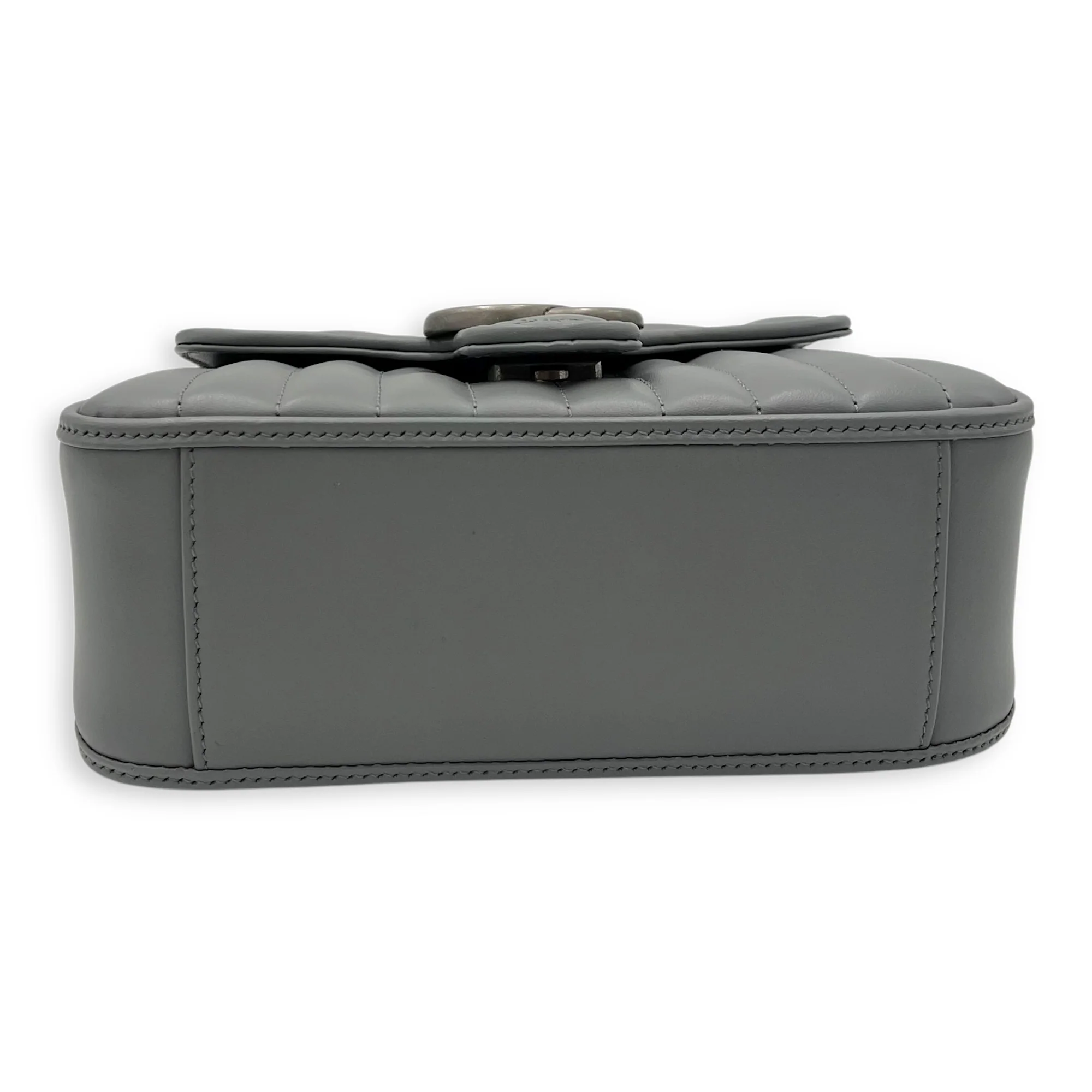 Marmont Top Handle Bag Blue in Calfskin, Gunmetal hardware