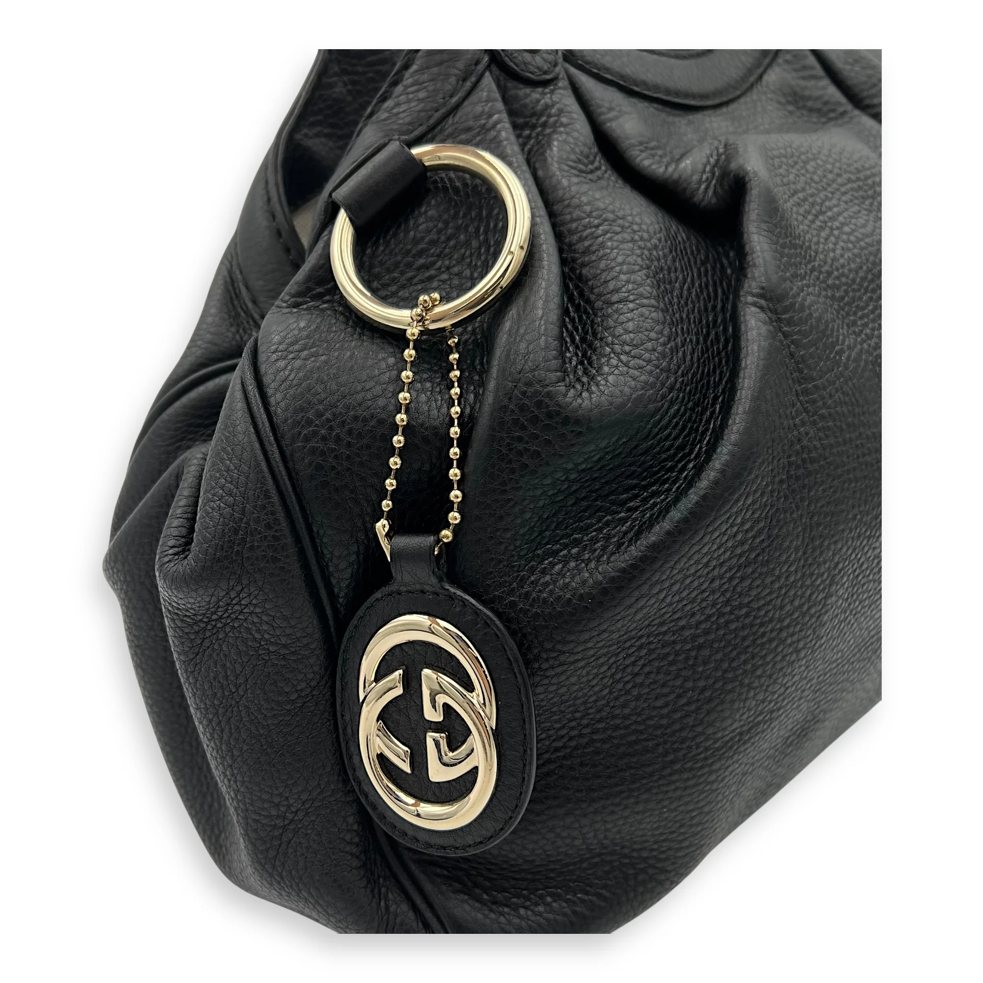 Sukey Black Top Handle Bag in Calfskin, Light Gold hardware