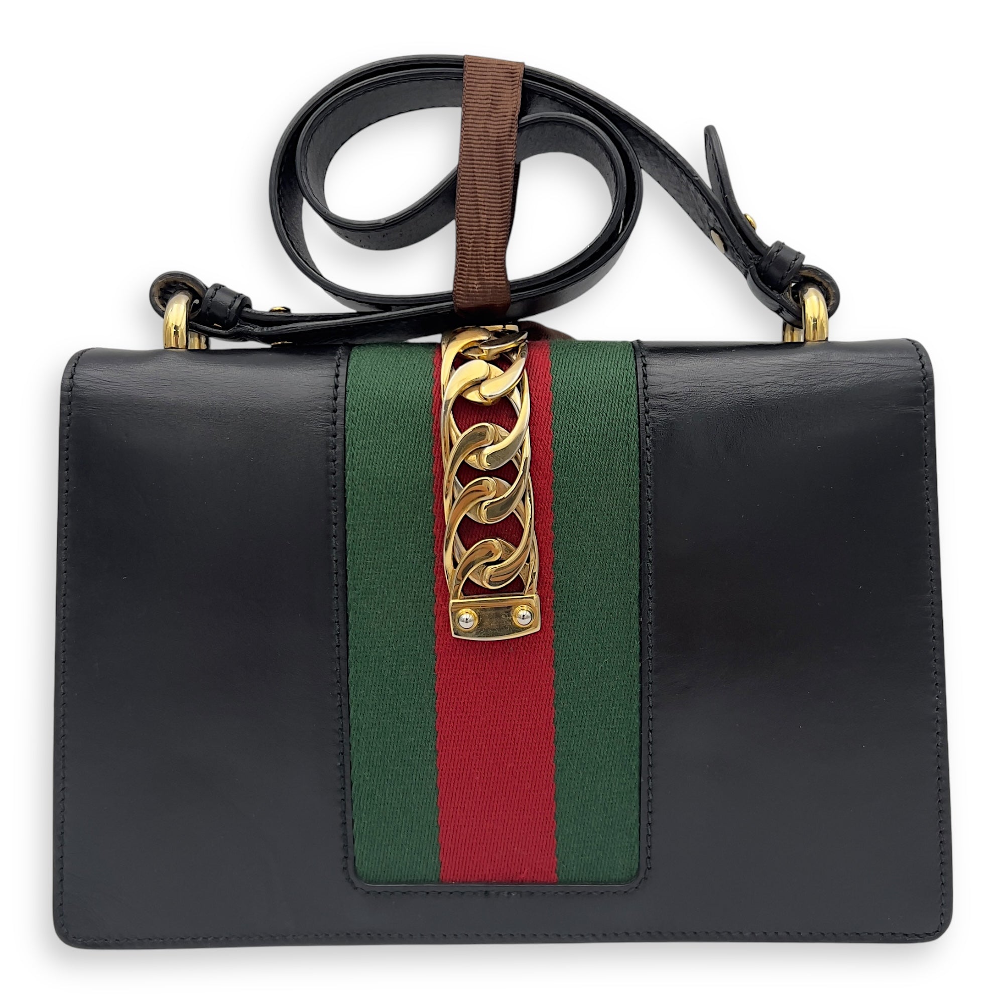 Sylvie Shoulder Bag Black in Calfskin, Gold hardware