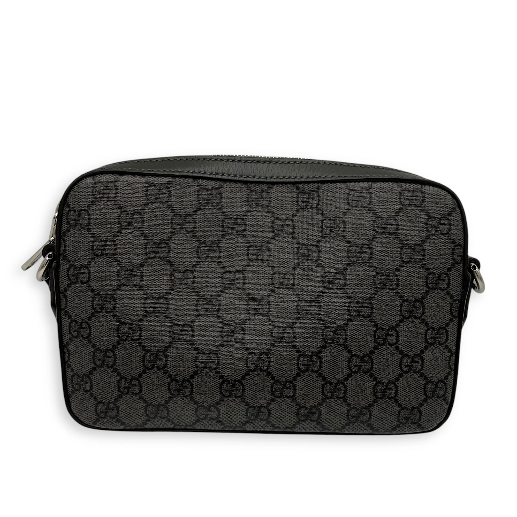 Ophidia Crossbody Bag Black in Coated Canvas, Silver hardware