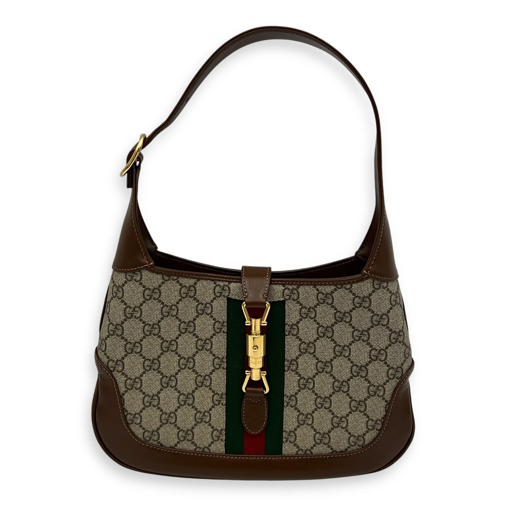 Jackie 1961 Shoulder Bag Brown in Coated Canvas, Gold hardware