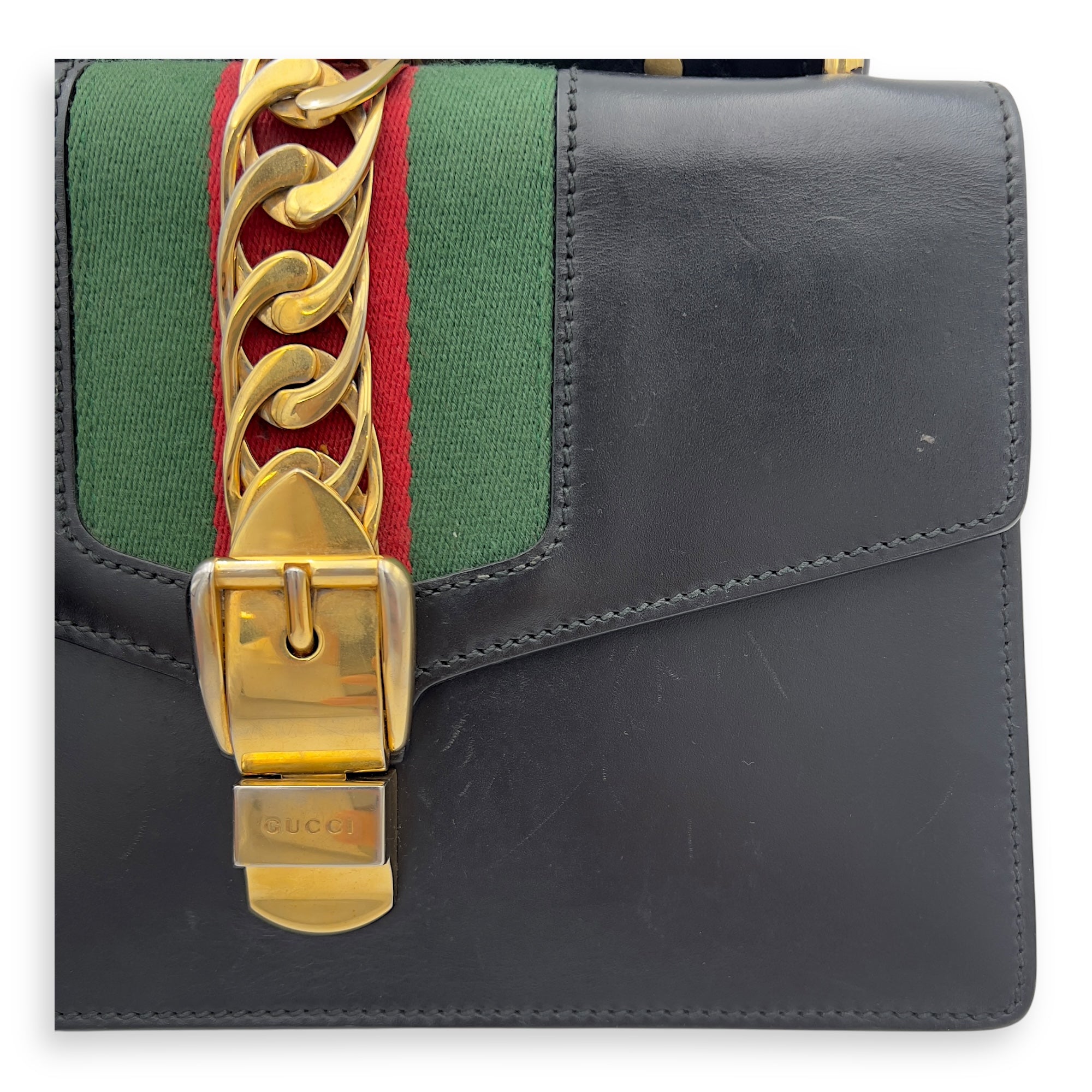 Sylvie Shoulder Bag Black in Calfskin, Gold hardware