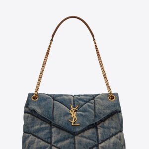 PUFFER MEDIUM IN SUEDE AND DENIM