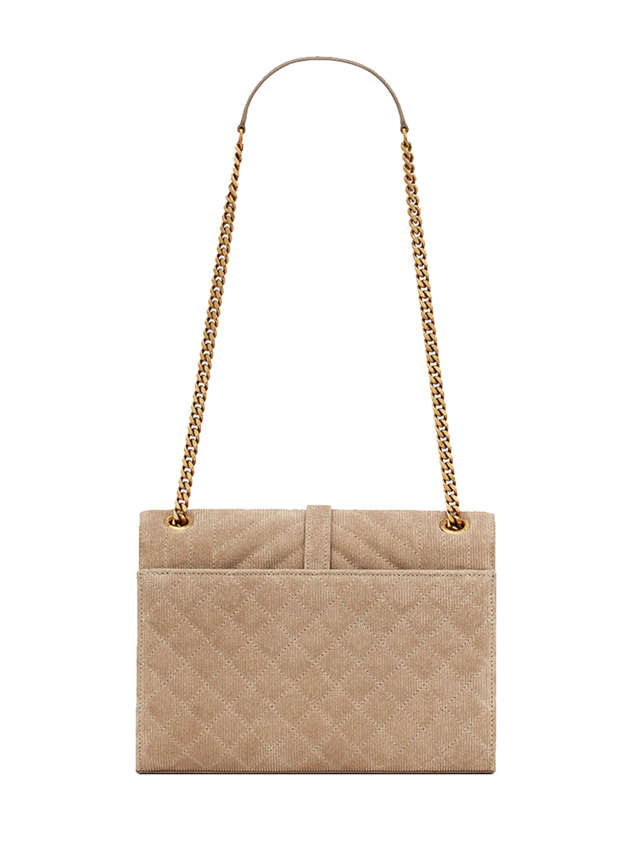 Envelope Medium Chain Bag in Mix Matelasse Corduroy in Greyish Brown