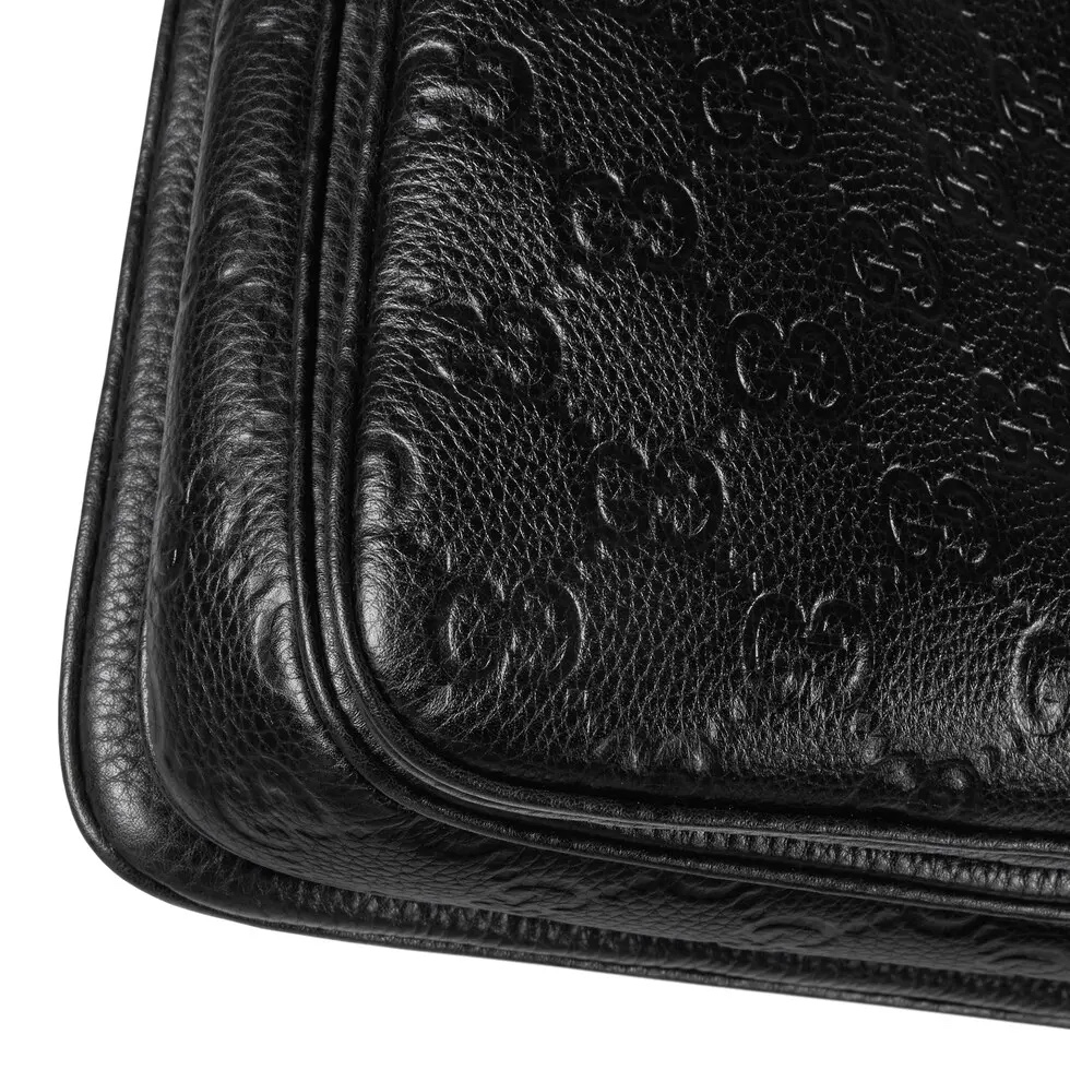 Gucci Emblem Black Grainy leather Bag