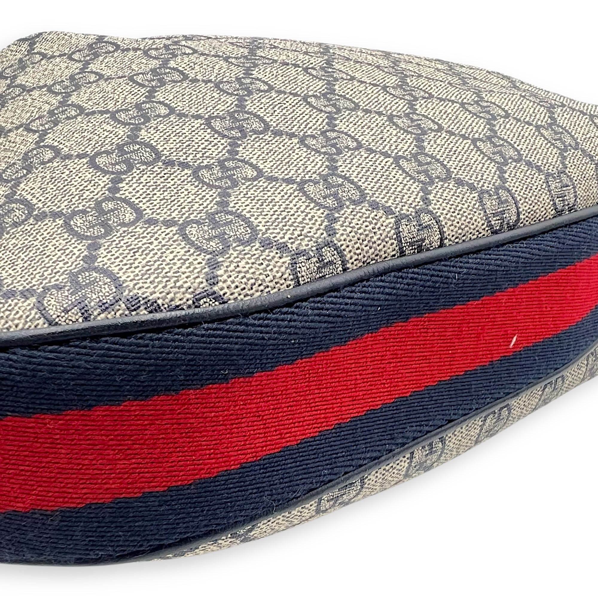 Attache Shoulder Bag Blue in Coated Canvas, Silver hardware