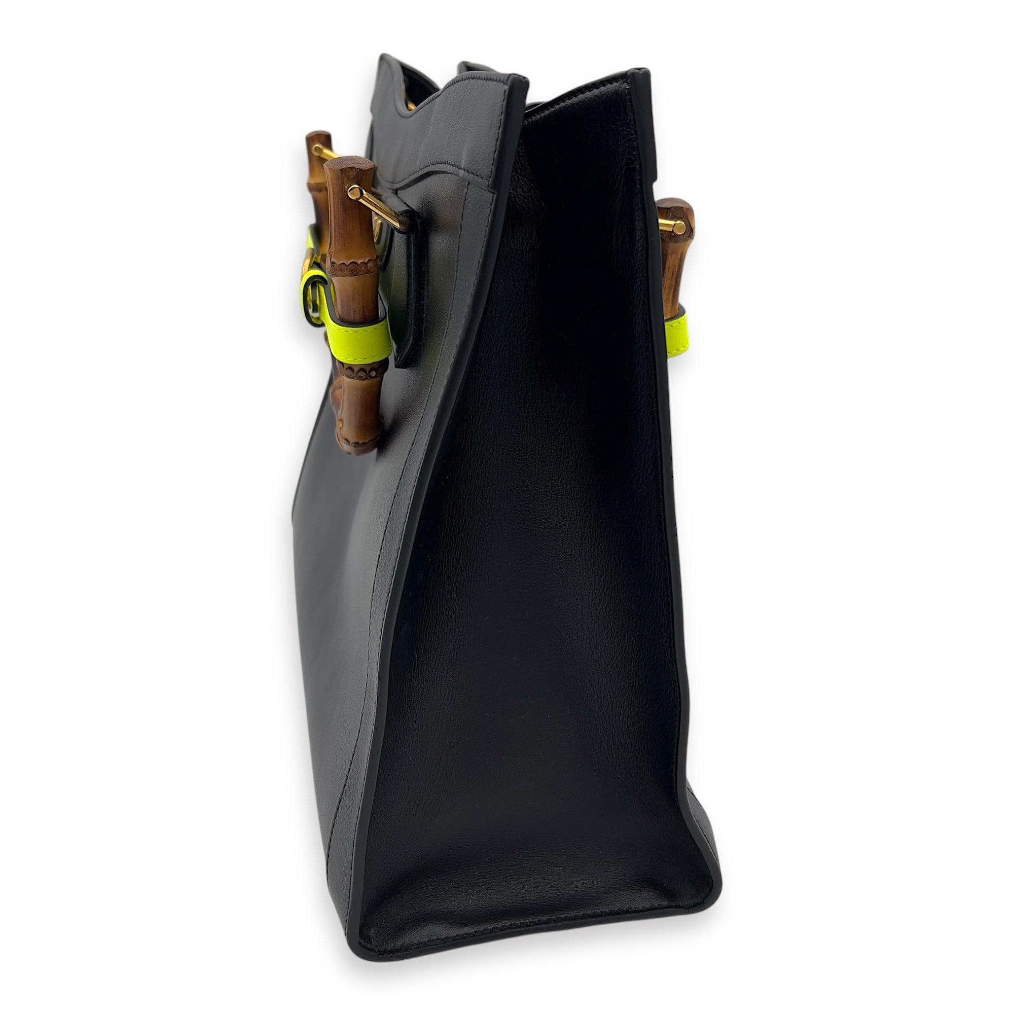 Diana Top Handle Bag Black in Calfskin, Gold hardware