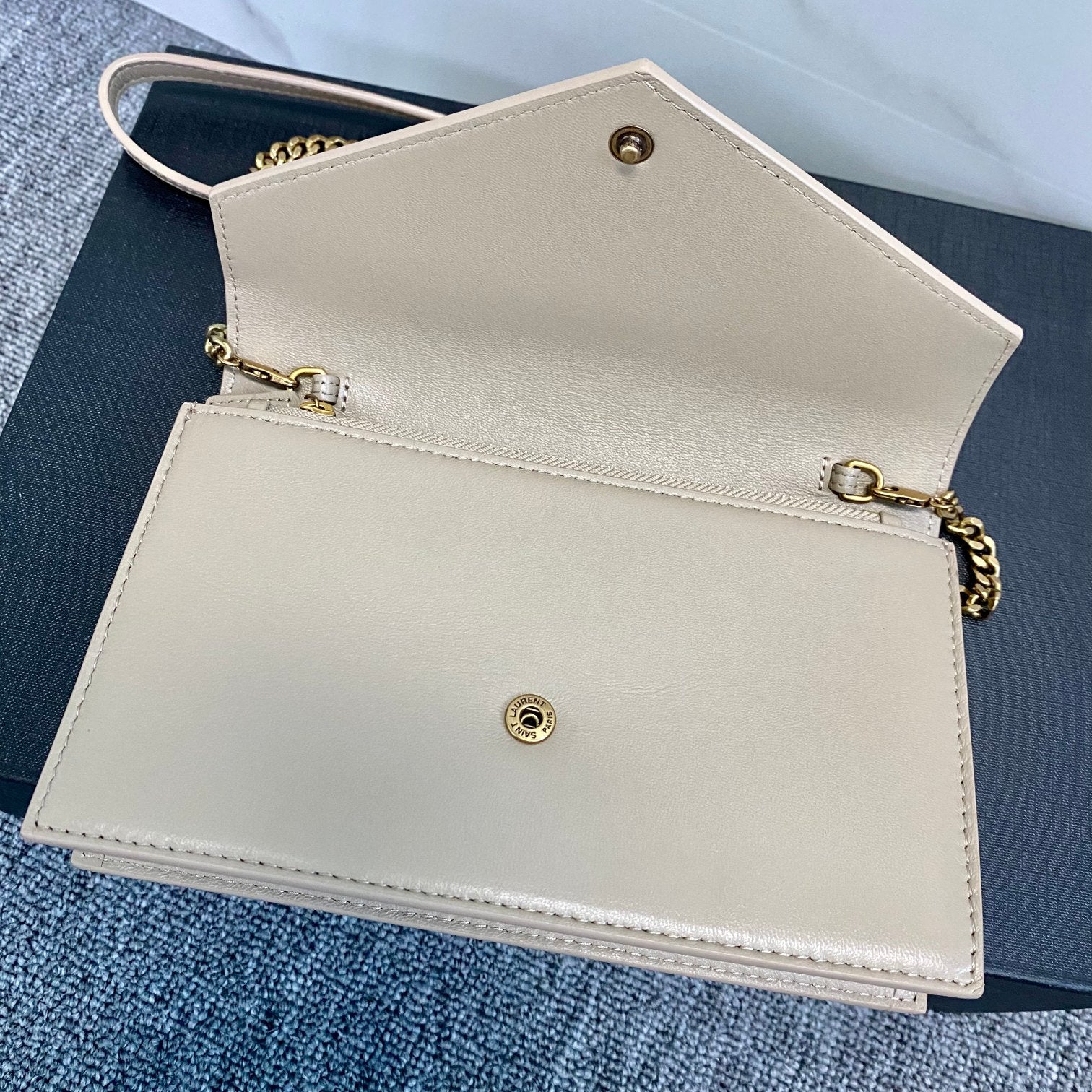 YSL Cassandre Envelope Chain Wallet In Smooth Leather