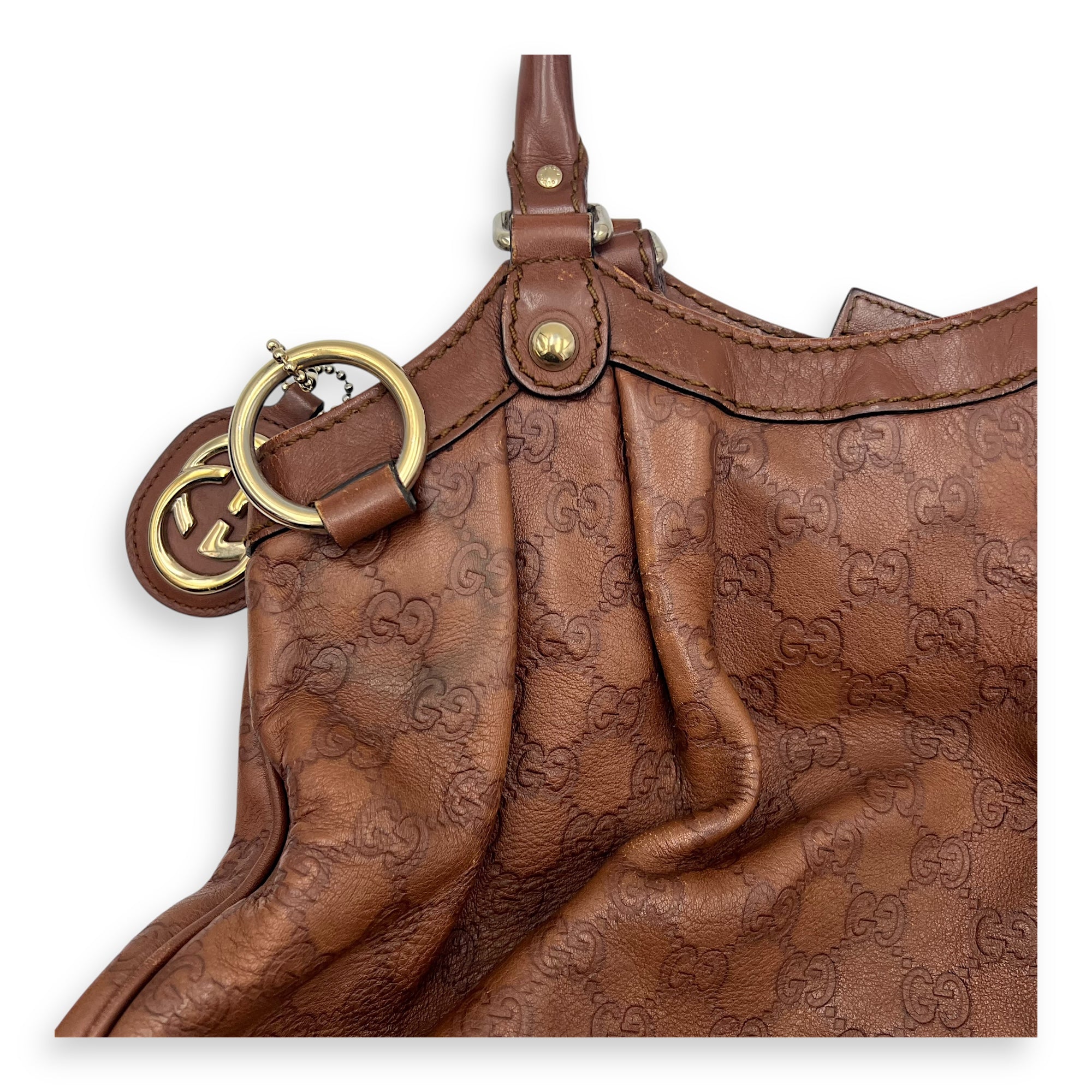 Shukey Shoulder Bag Brown in Calfskin, Gold hardware