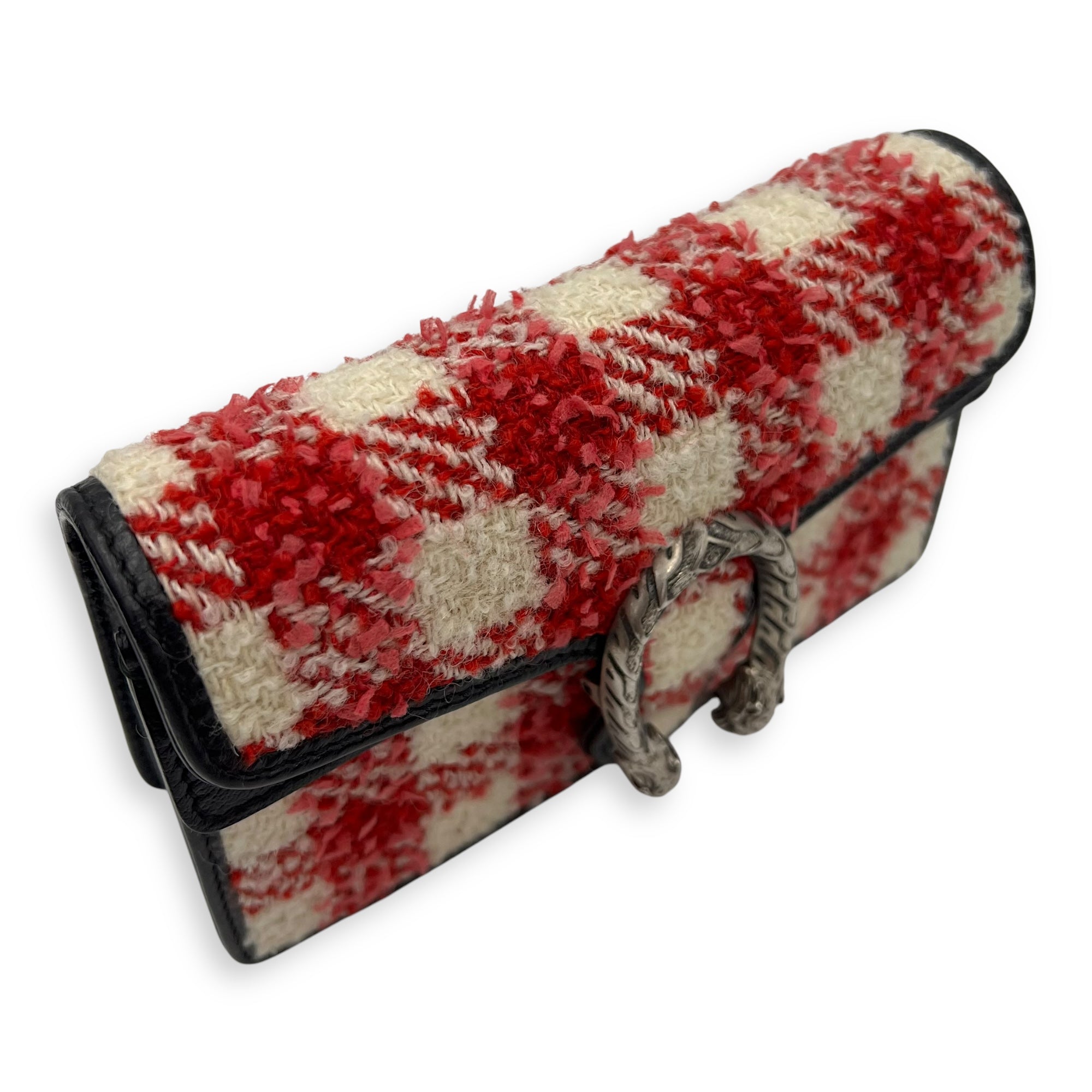 Dionysus Super Mini Red Crossbody Bag in Tweed, Ruthenium hardware