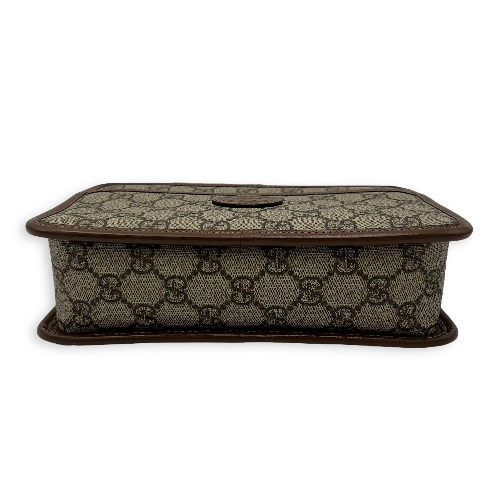 GG Supreme Interlocking Brown Messenger in Coated Canvas, Gold hardware
