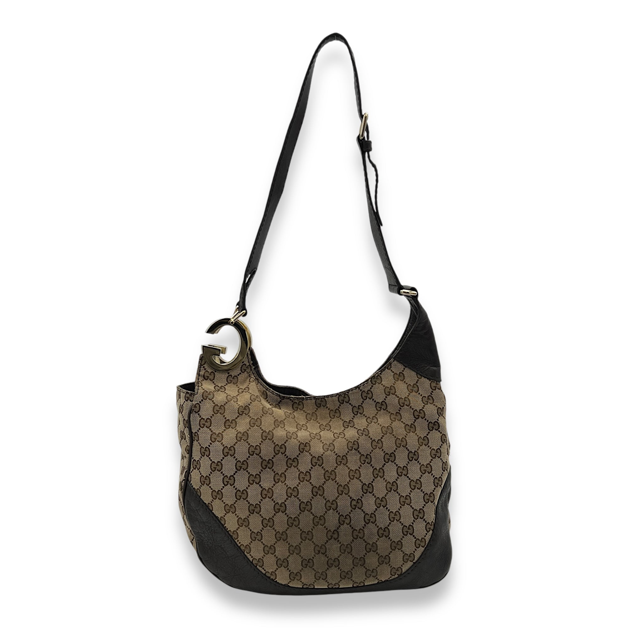 Shoulder Bag Brown in Jacquard, Light Gold hardware