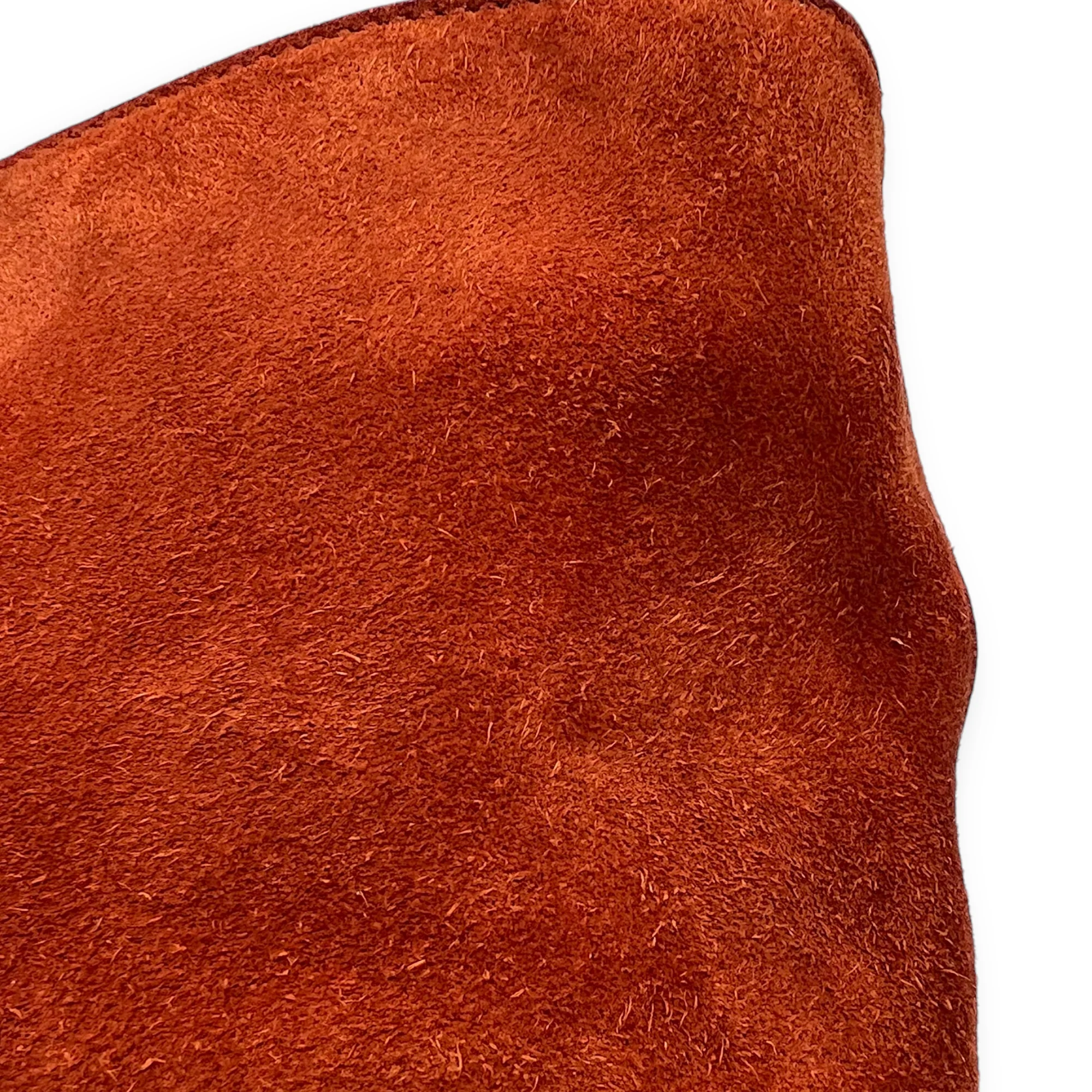 Jackie Orange Bucket Bag in Suede Leather, Gold hardware