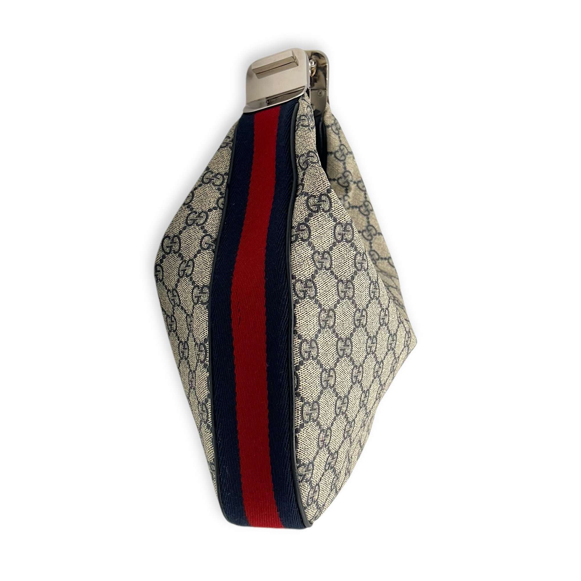 Attache Shoulder Bag Blue in Coated Canvas, Silver hardware