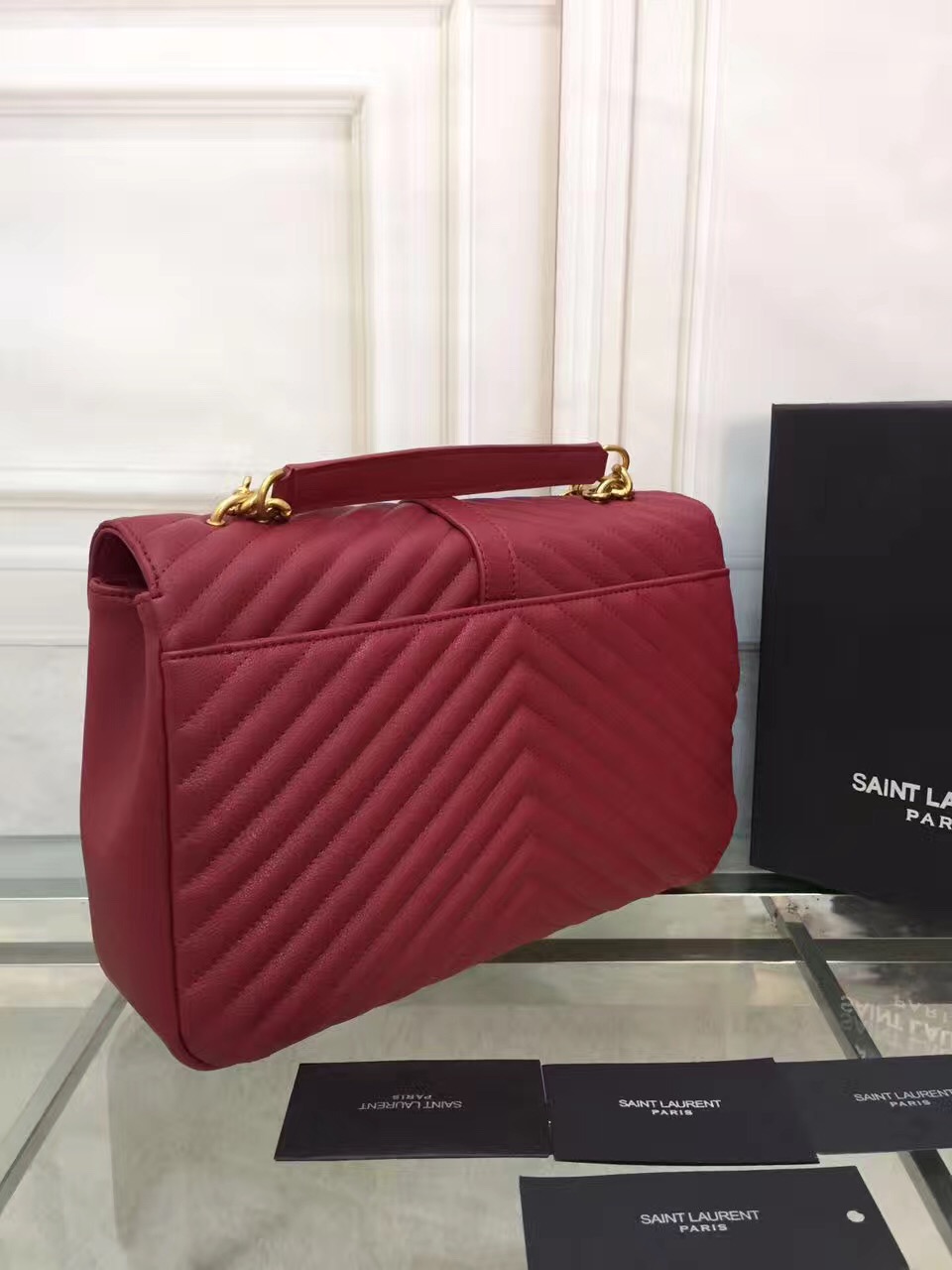 YSL College Large Quilted Leather Bag