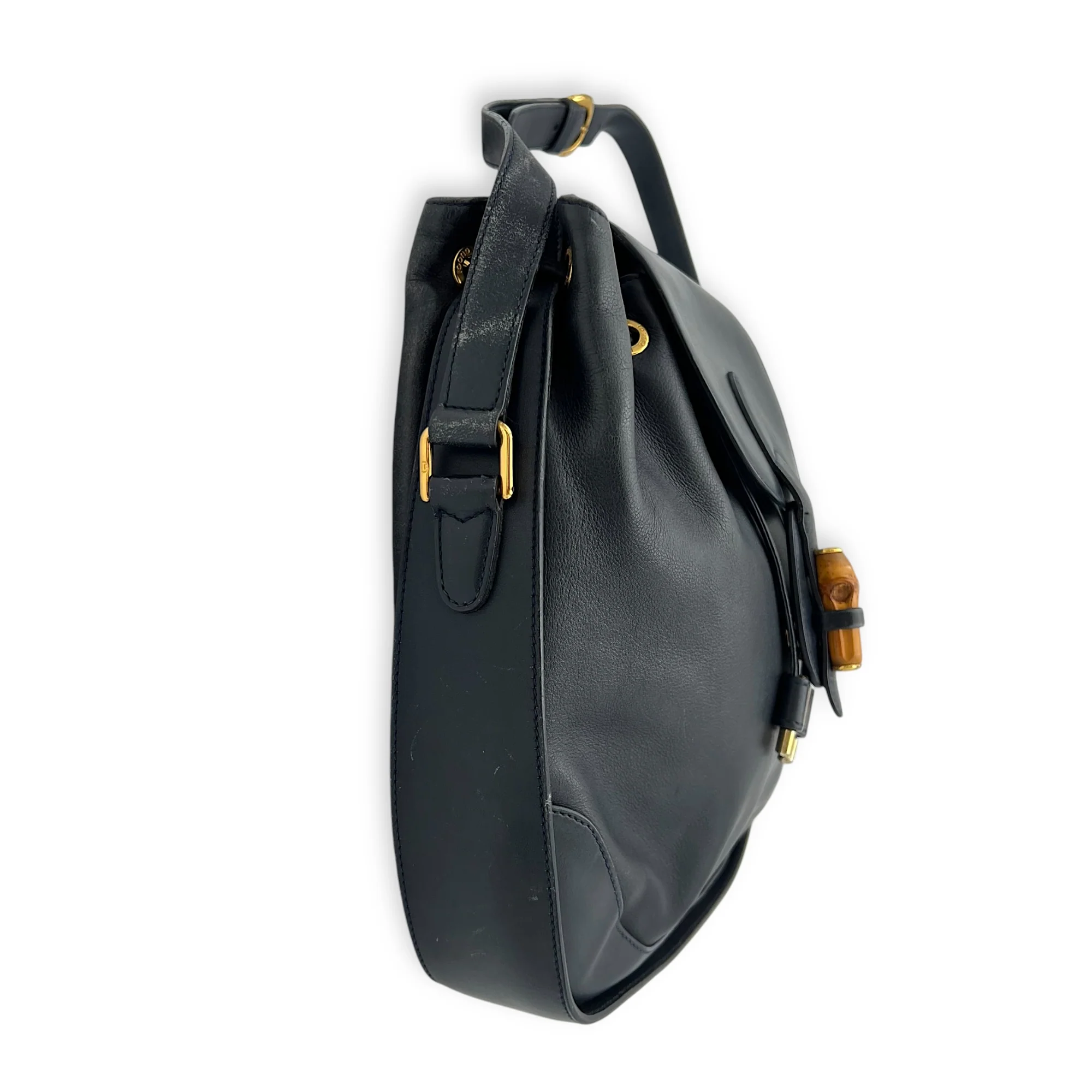 Bamboo Shoulder Bag Blue in Calfskin