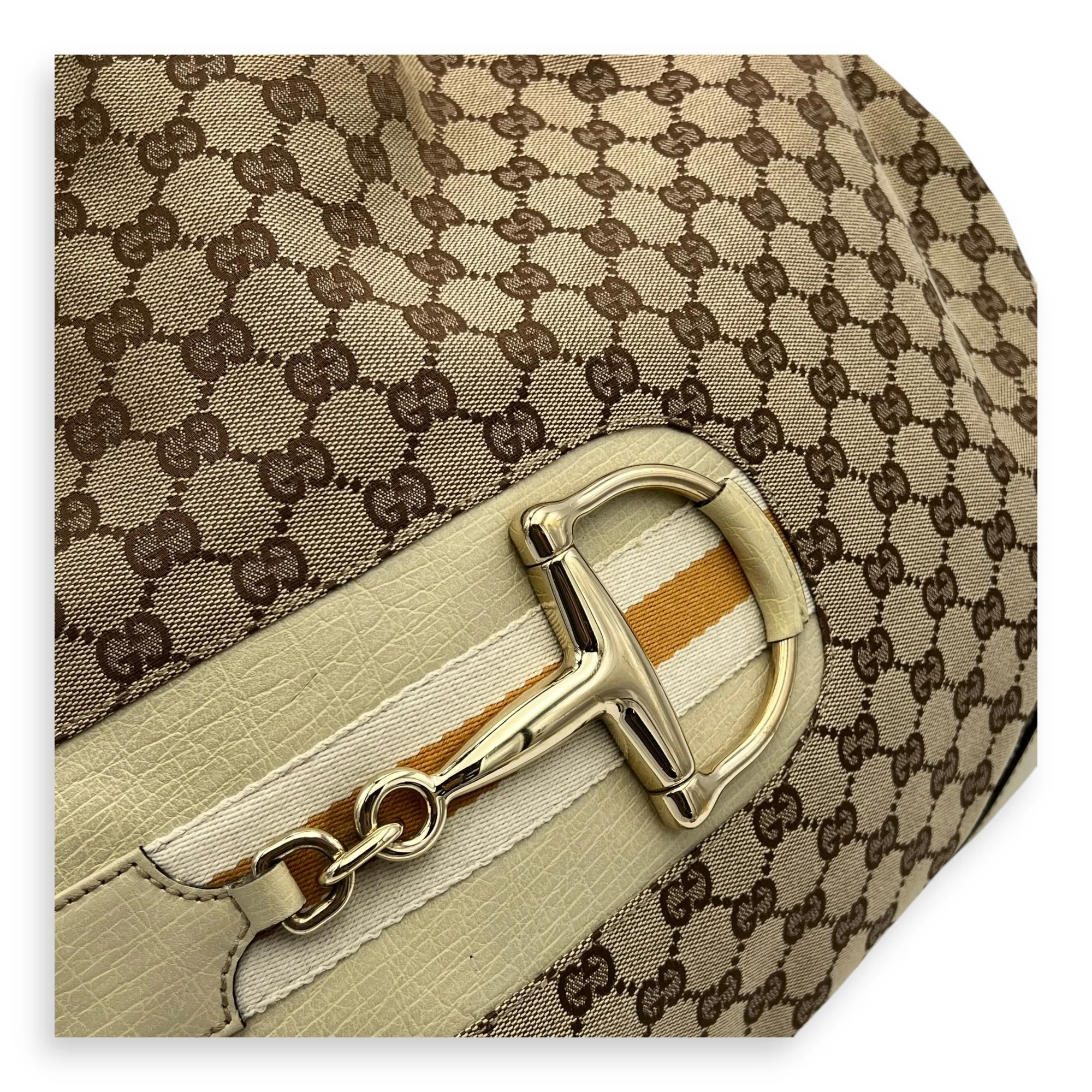GG Shoulder Bag Brown in Canvas, Gold hardware